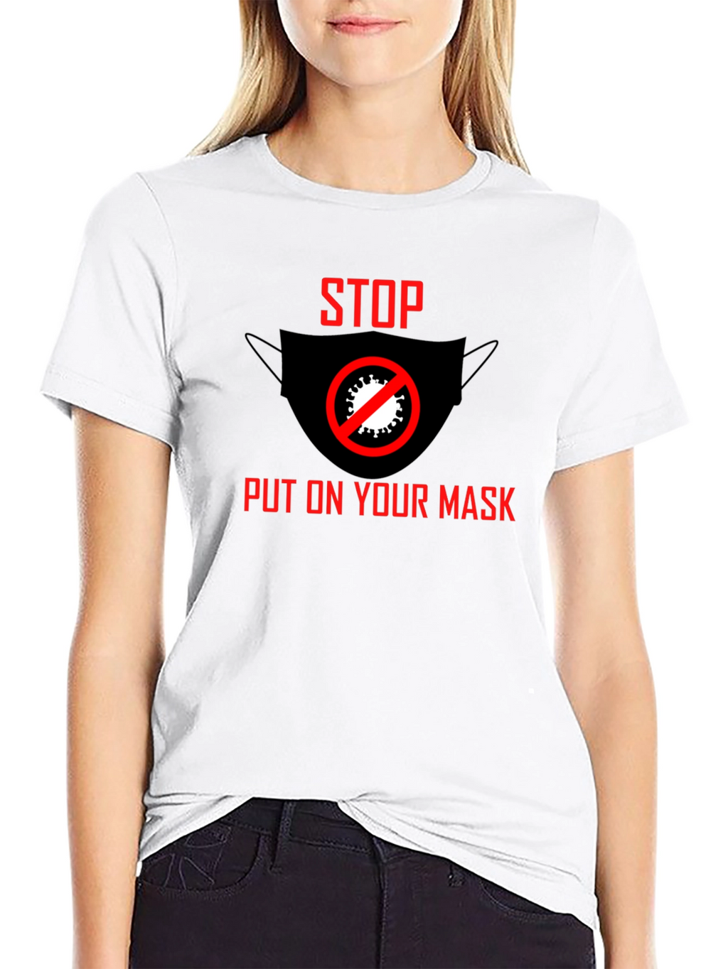 Stop Put On Your Mask Black T-Shirt