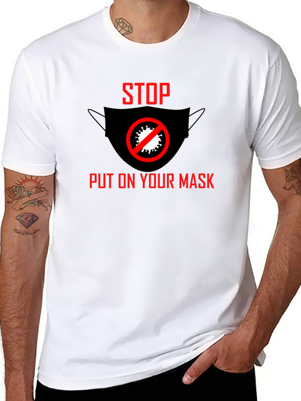 Stop Put On Your Mask Black T-Shirt