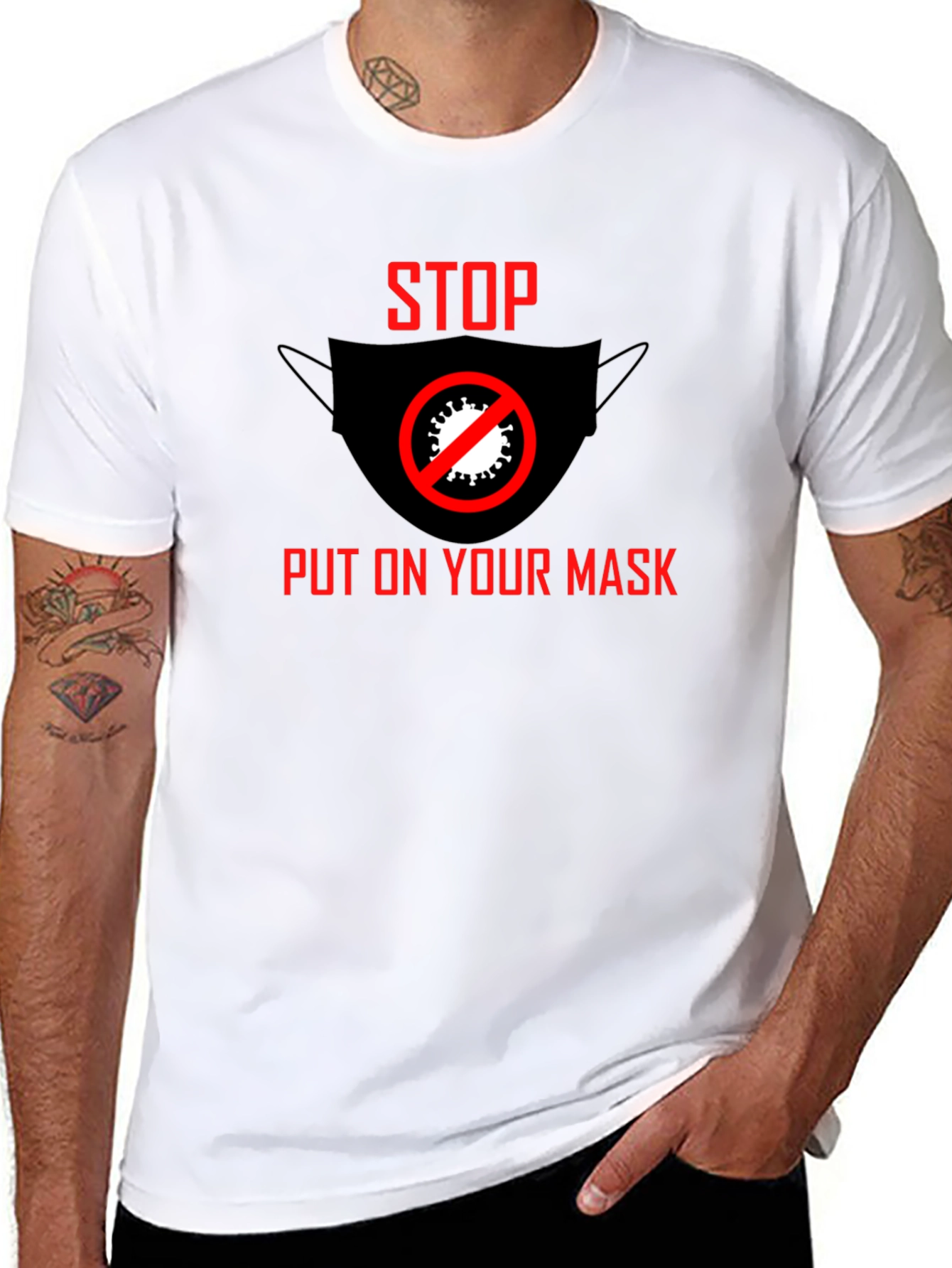 Stop Put On Your Mask Black T-Shirt