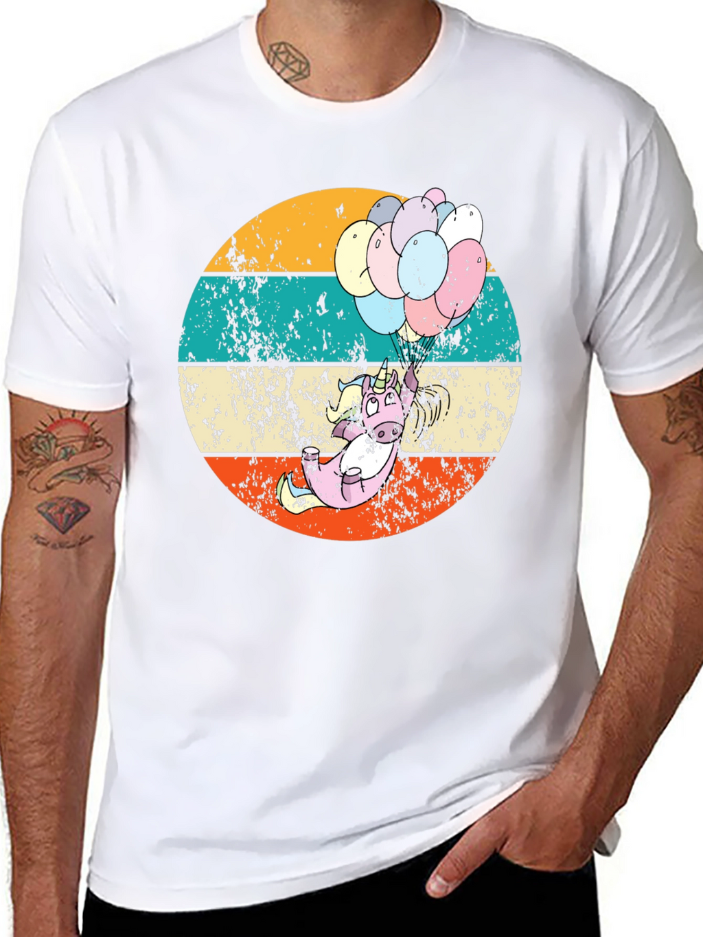 Retro Unicorn Balloons Graphic Tee