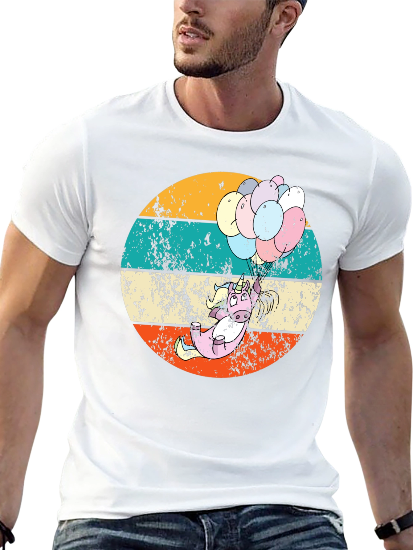 Retro Unicorn Balloons Graphic Tee