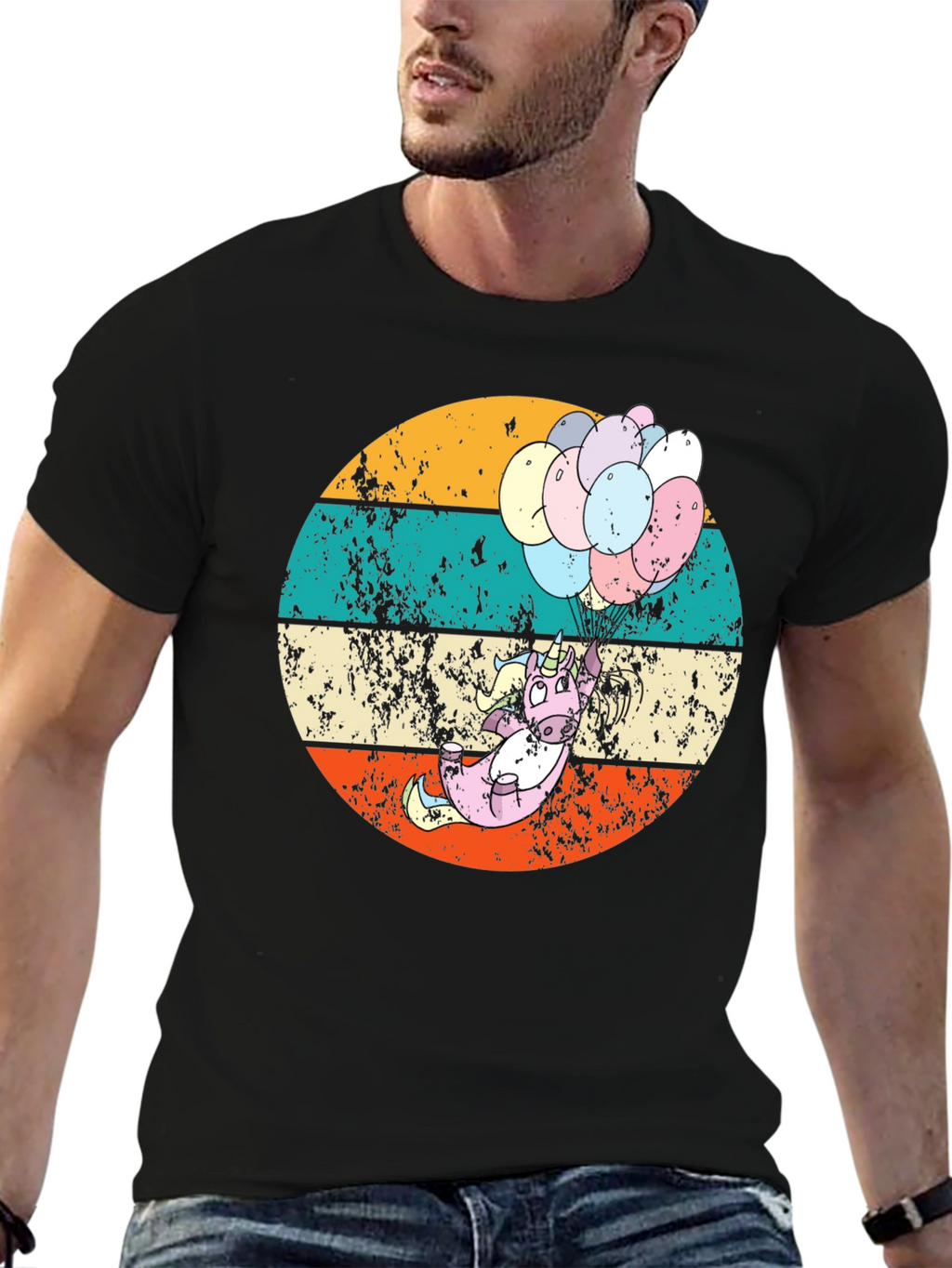 Retro Unicorn Balloons Graphic Tee