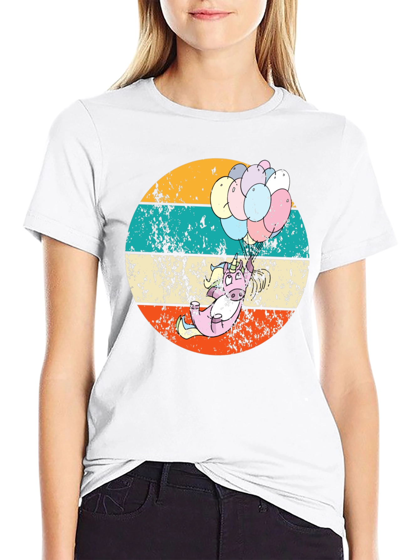 Retro Unicorn Balloons Graphic Tee