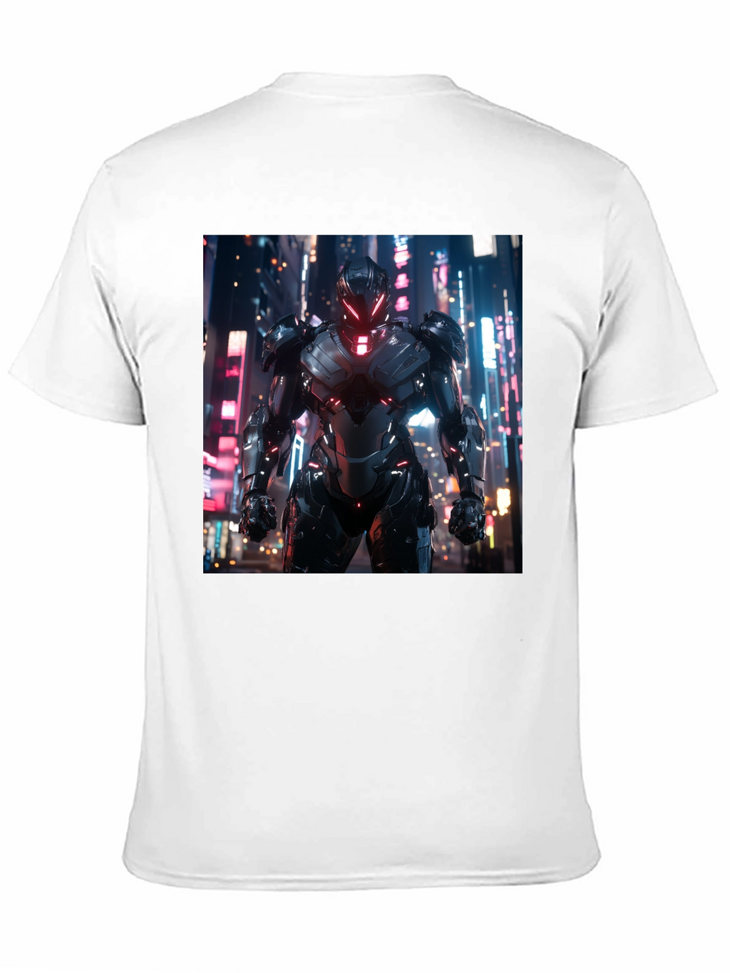 Sci-Fi Armor Graphic T-Shirt - Sleek Black Tee