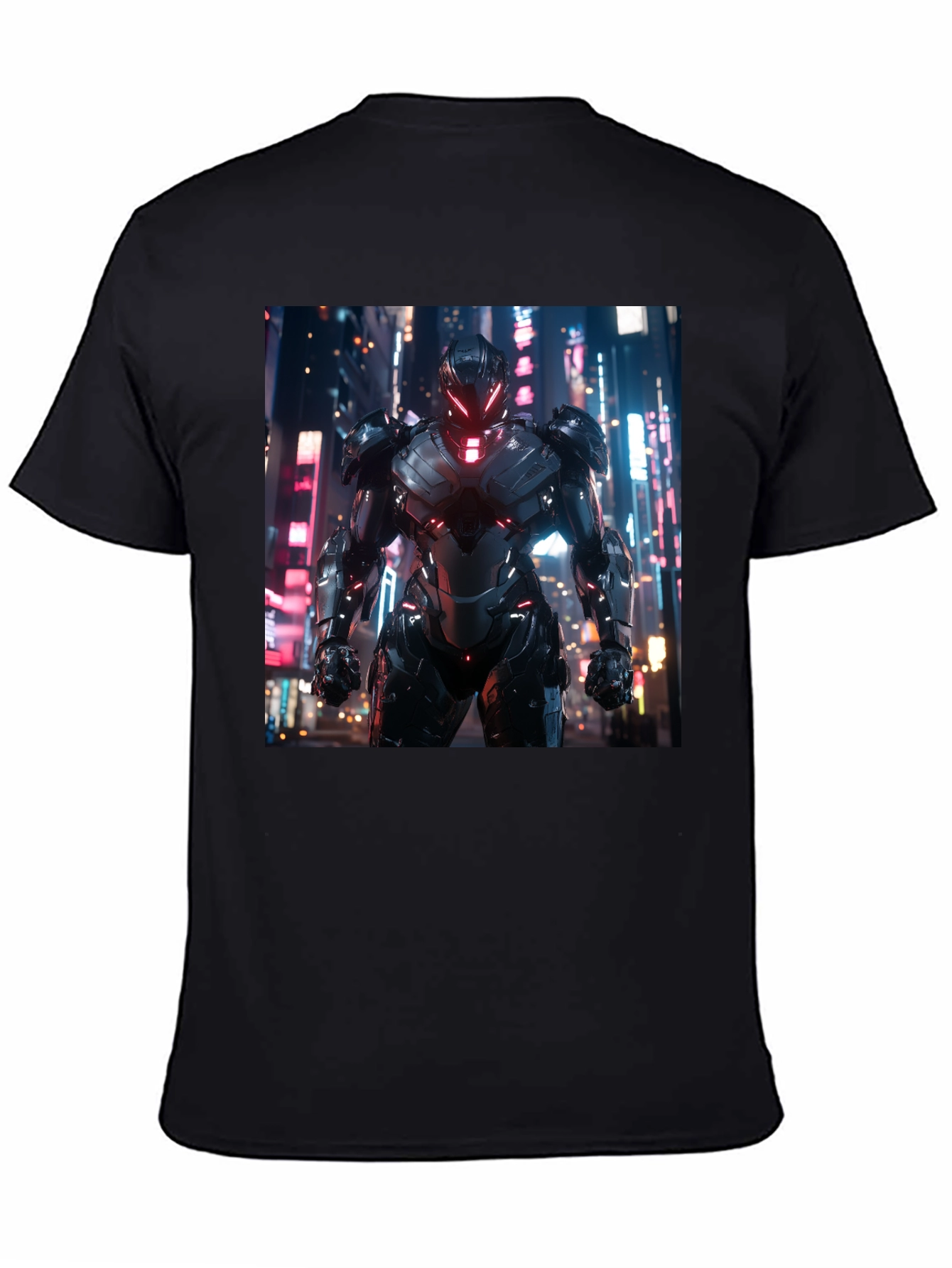 Sci-Fi Armor Graphic T-Shirt - Sleek Black Tee