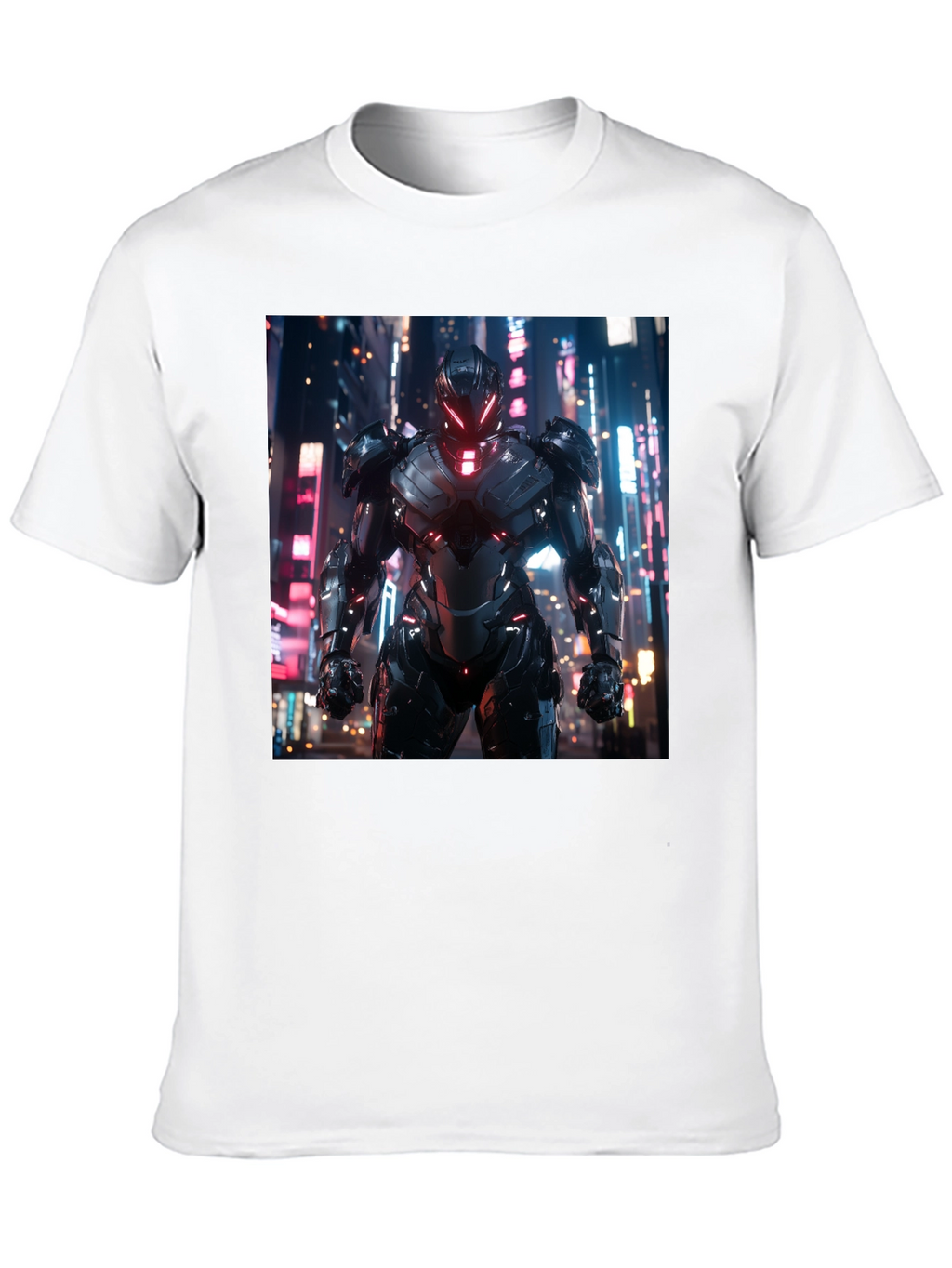 Sci-Fi Armor Graphic T-Shirt - Sleek Black Tee