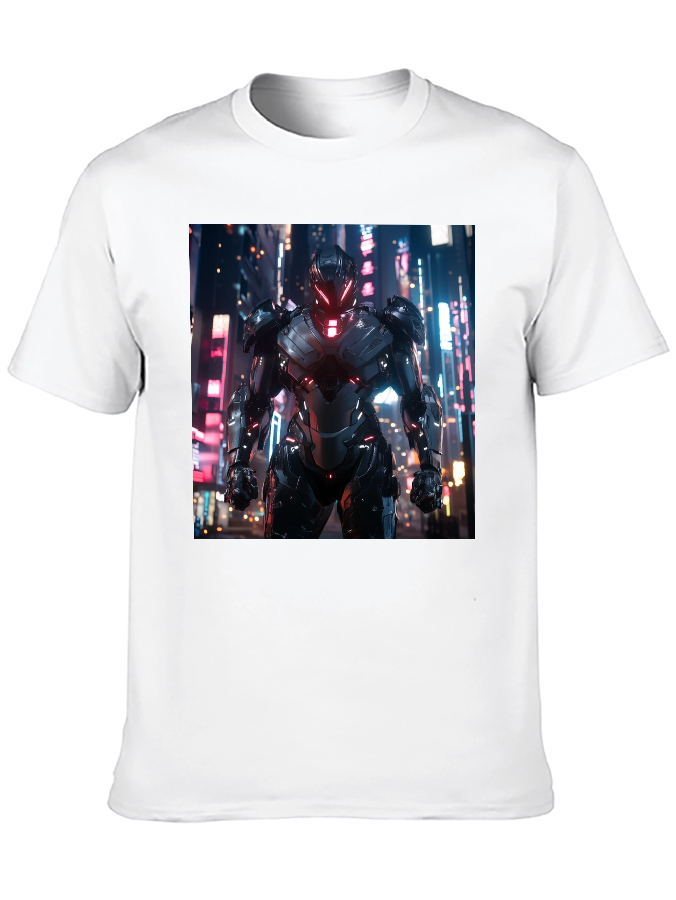 Sci-Fi Armor Graphic T-Shirt - Sleek Black Tee