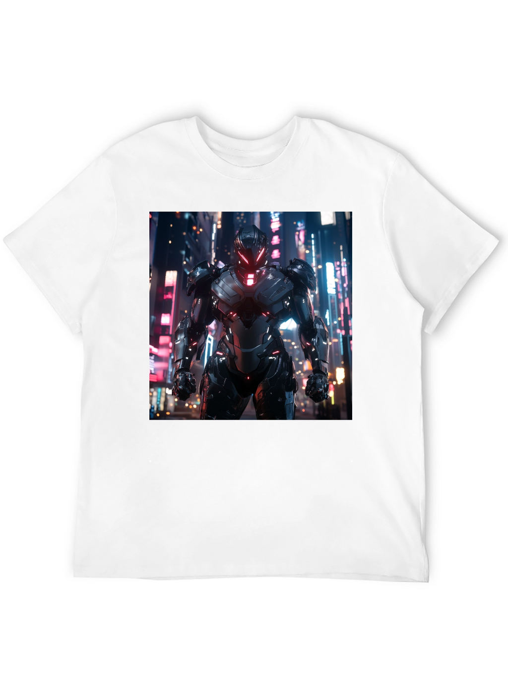Sci-Fi Armor Graphic T-Shirt - Sleek Black Tee