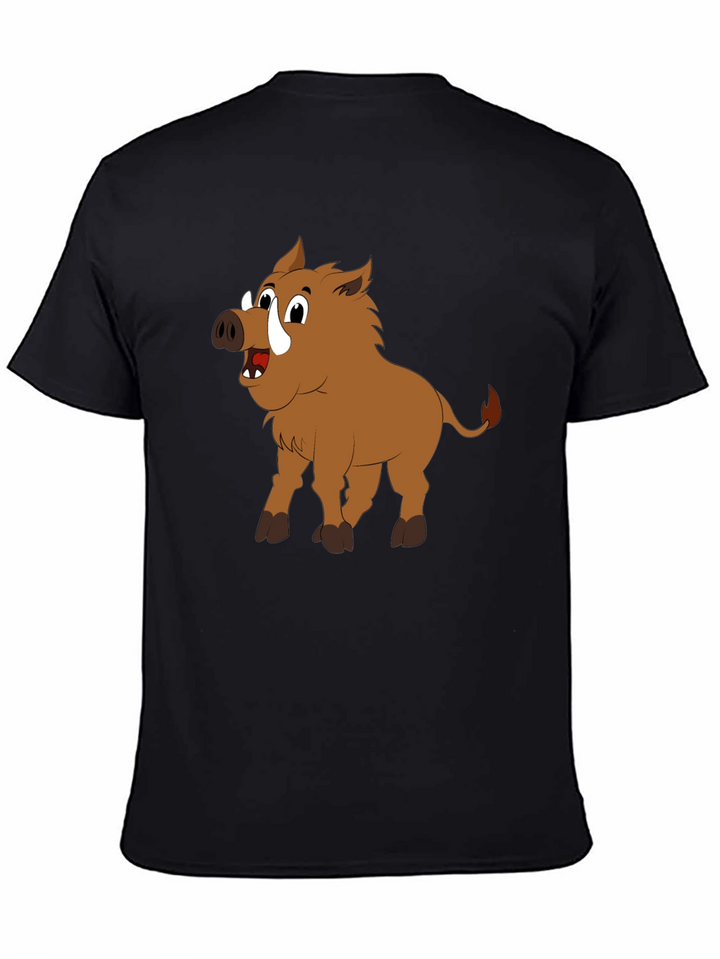 Boar Cartoon Black T-Shirt