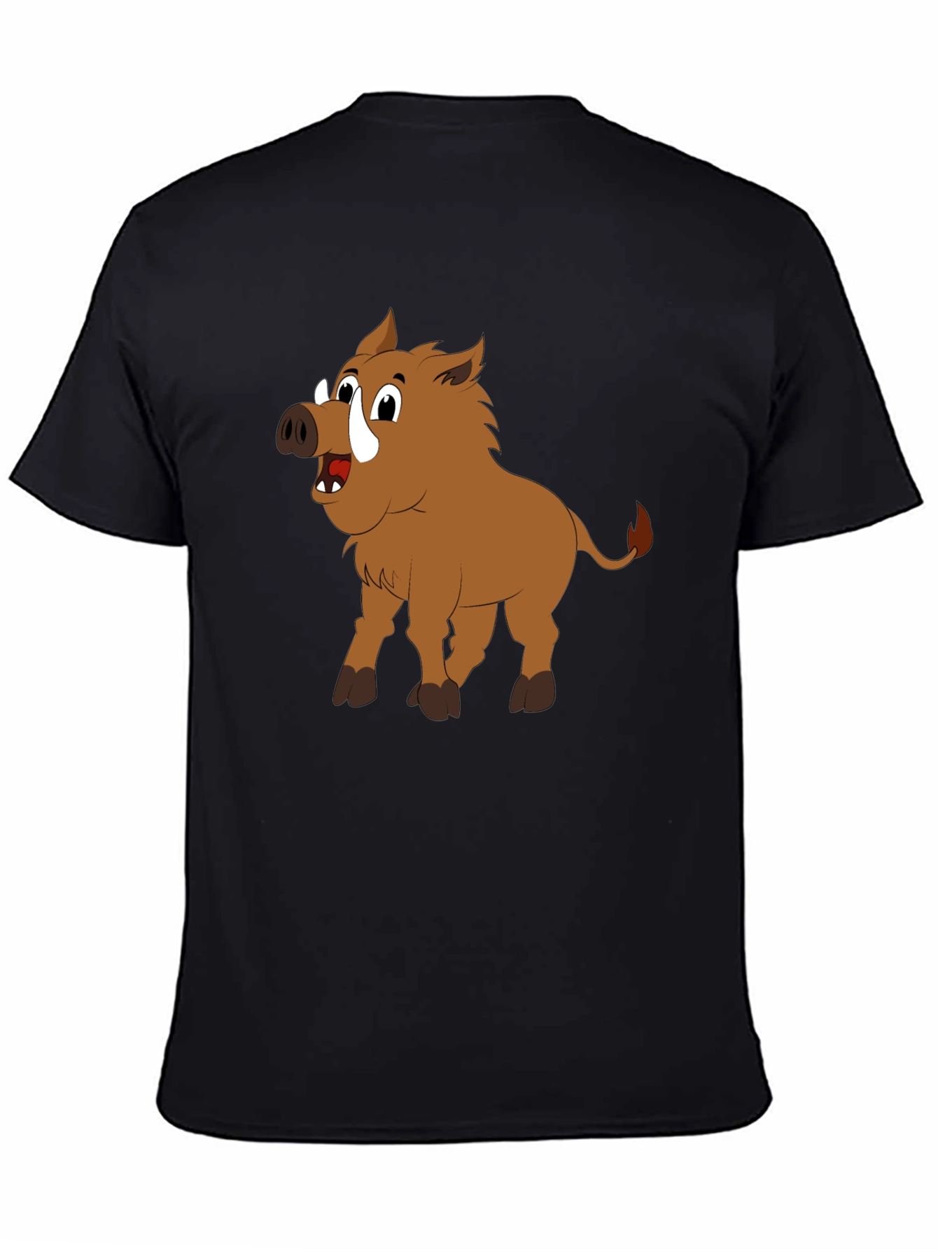 Boar Cartoon Black T-Shirt