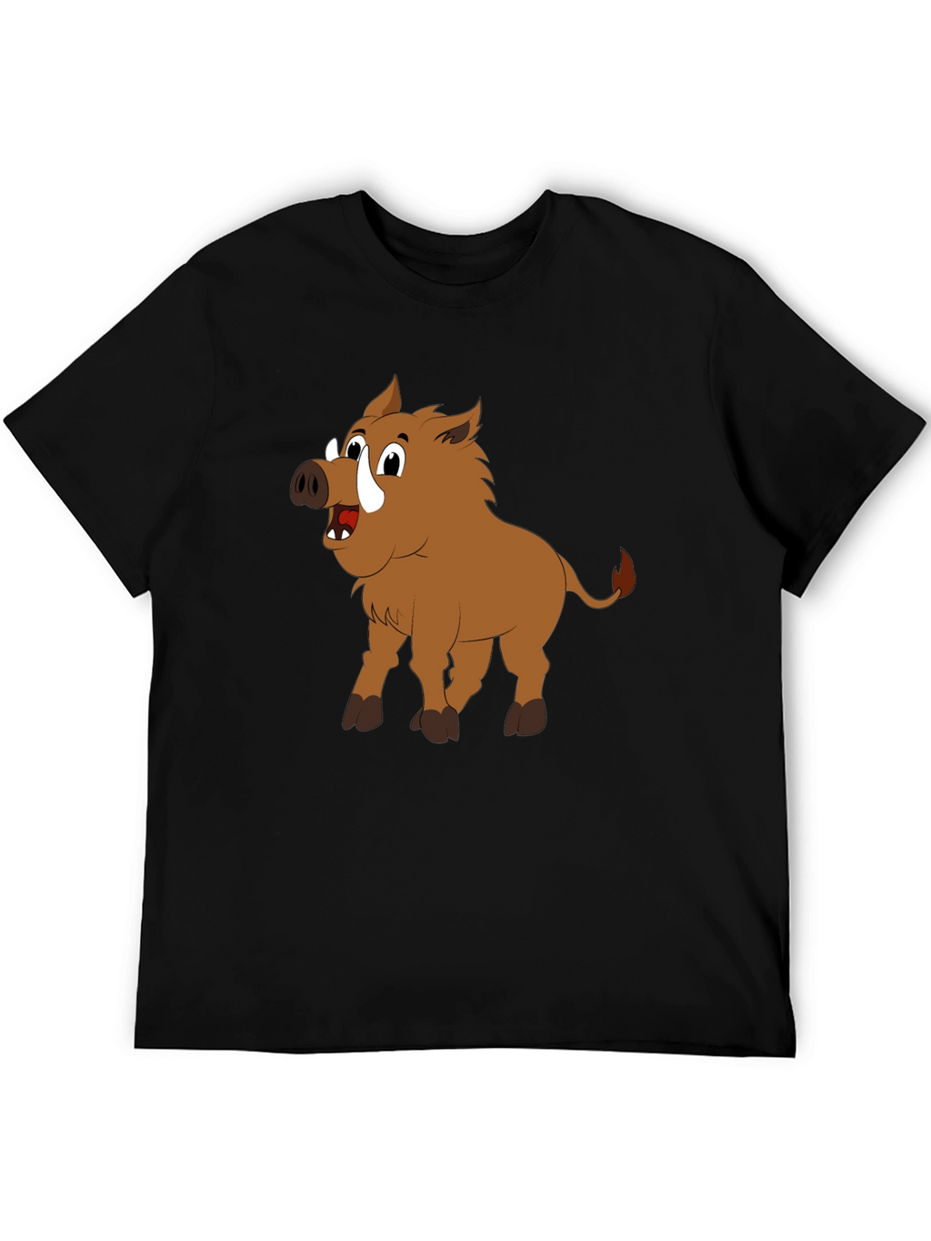 Boar Cartoon Black T-Shirt