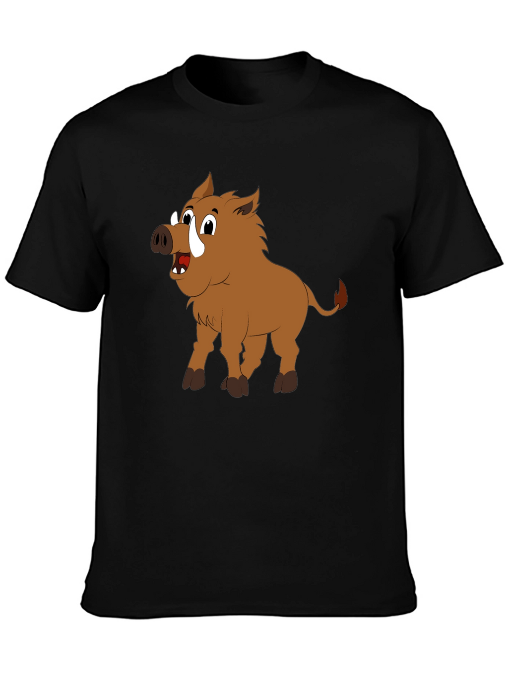 Boar Cartoon Black T-Shirt