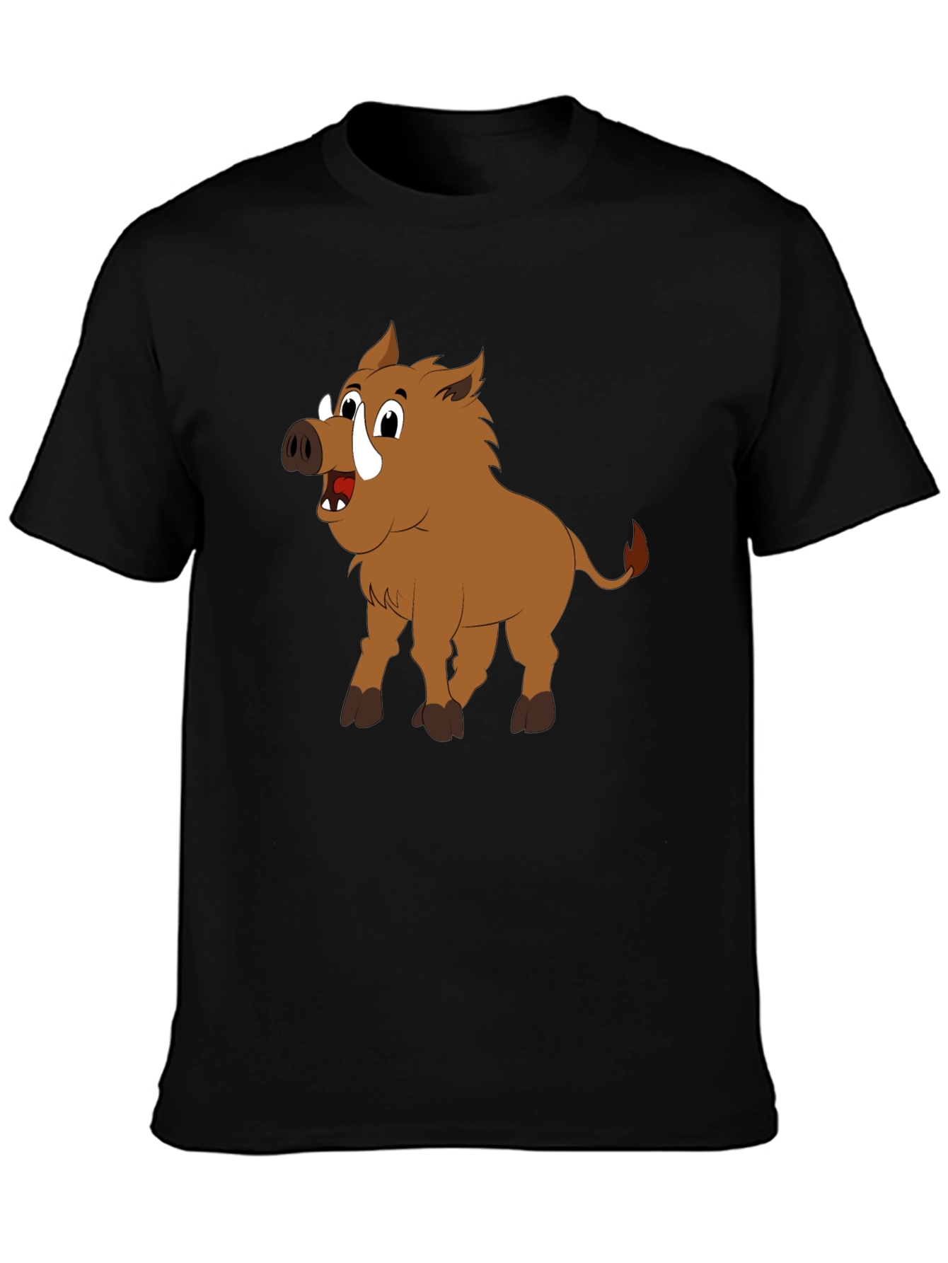 Boar Cartoon Black T-Shirt
