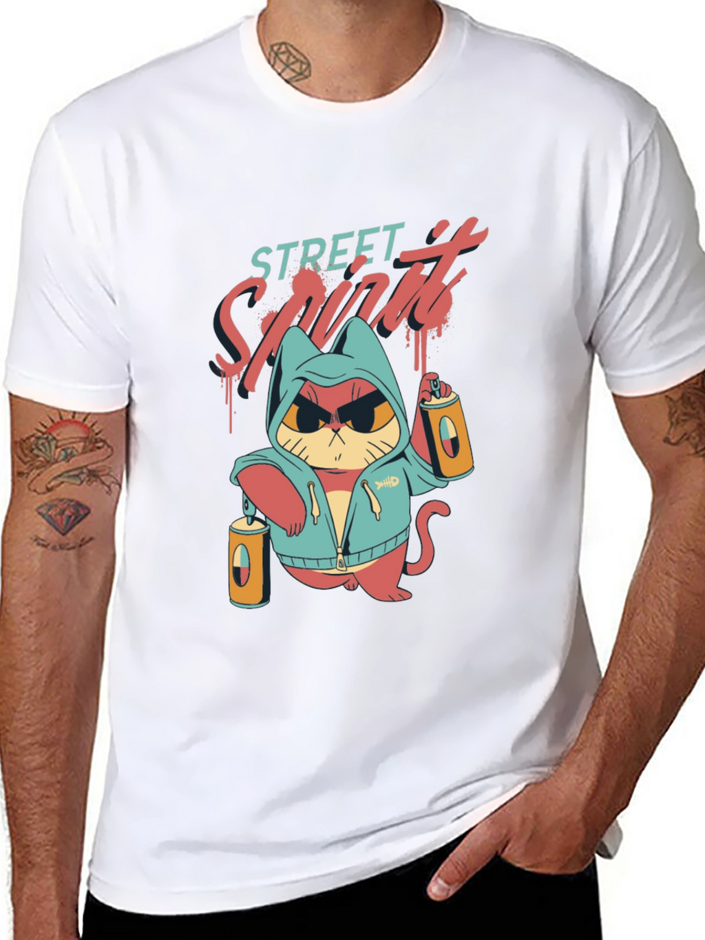 Street Spirit Cat Graphic T-Shirt