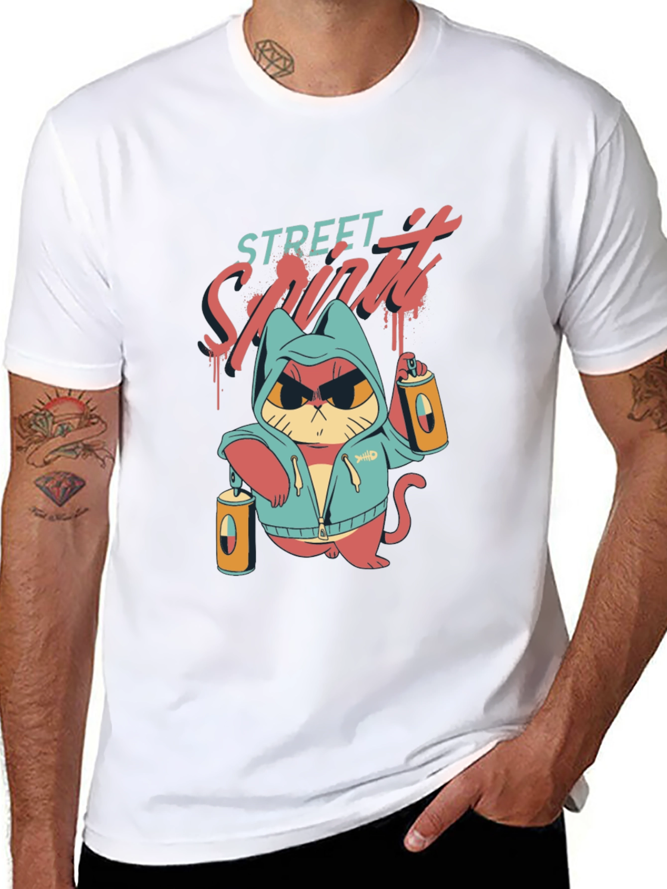 Street Spirit Cat Graphic T-Shirt