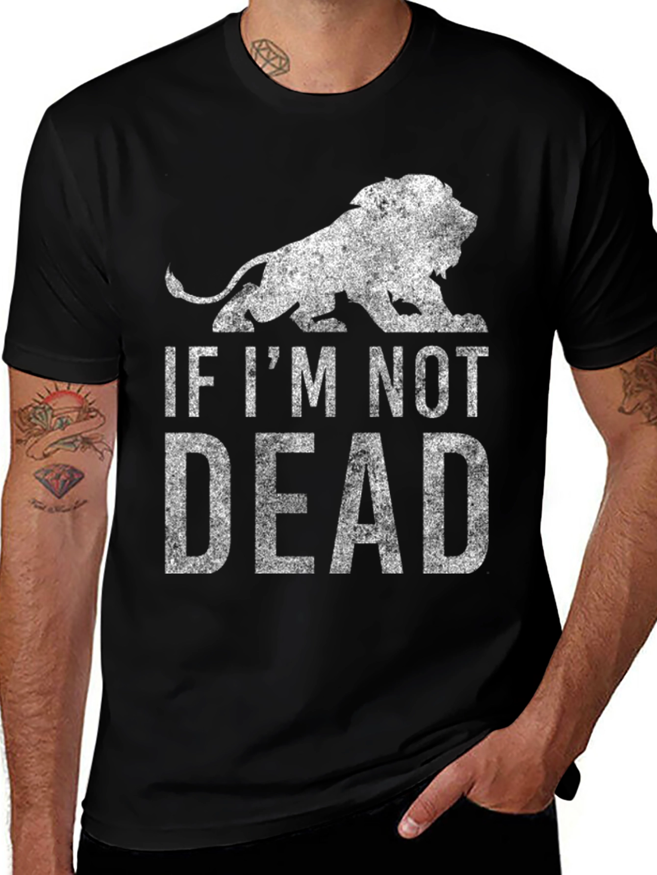 Lion Graphic Tee - If Im Not Dead - Black T-Shirt