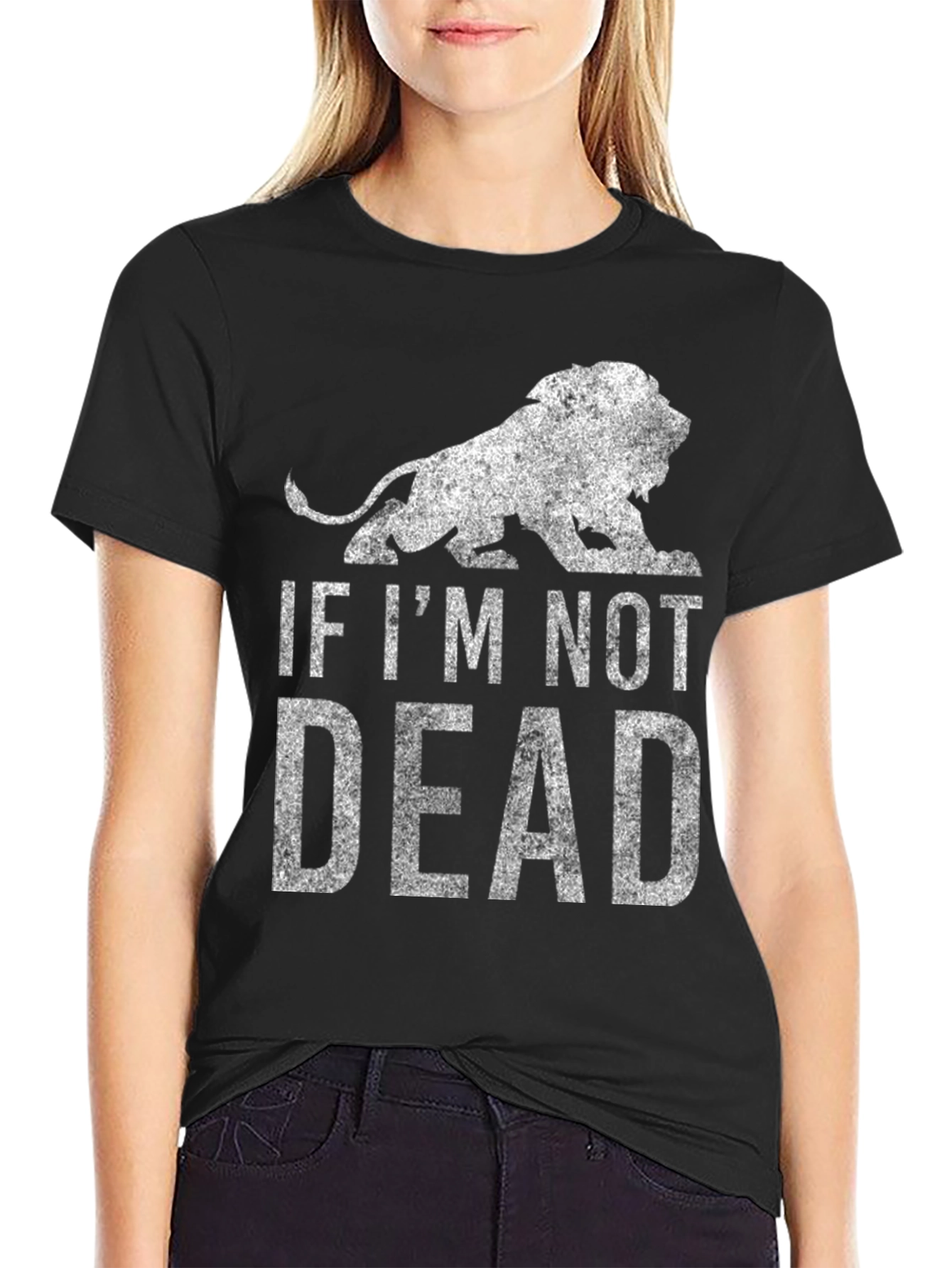 Lion Graphic Tee - If Im Not Dead - Black T-Shirt