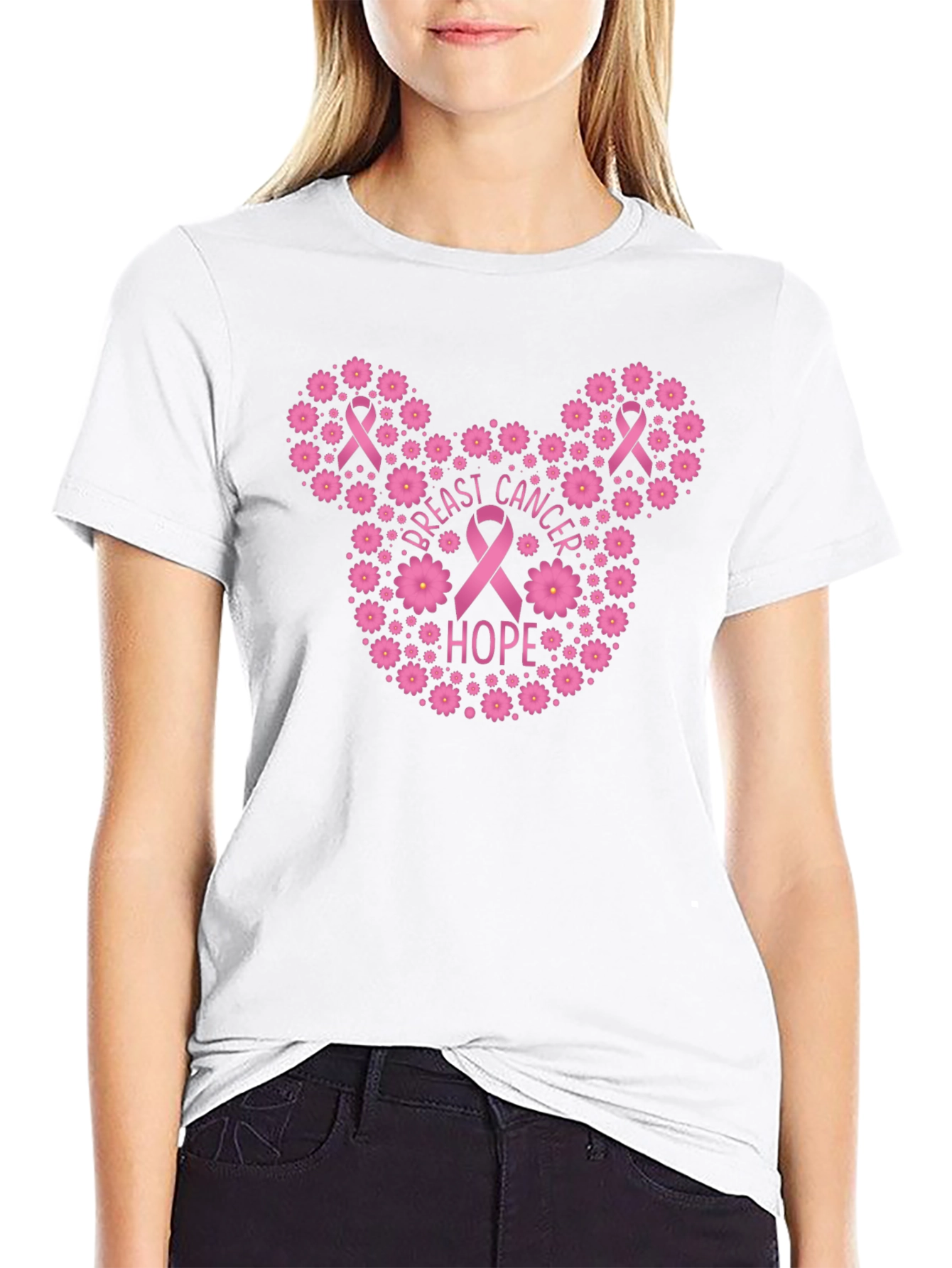 Breast Cancer Awareness Mickey Mouse Hope T-Shirt
