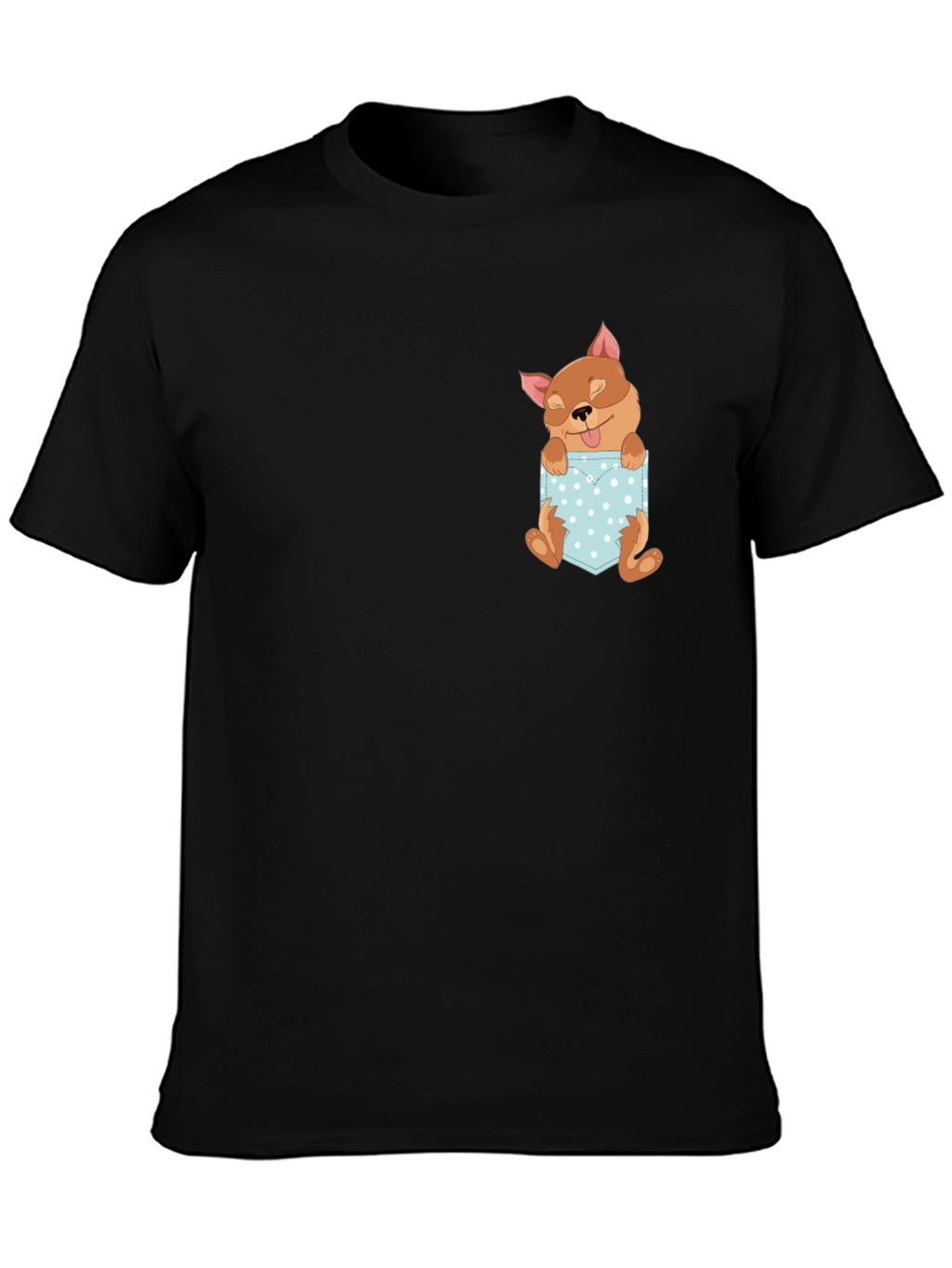 Cute Dog Pocket Tee - Stylish Graphic T-Shirt