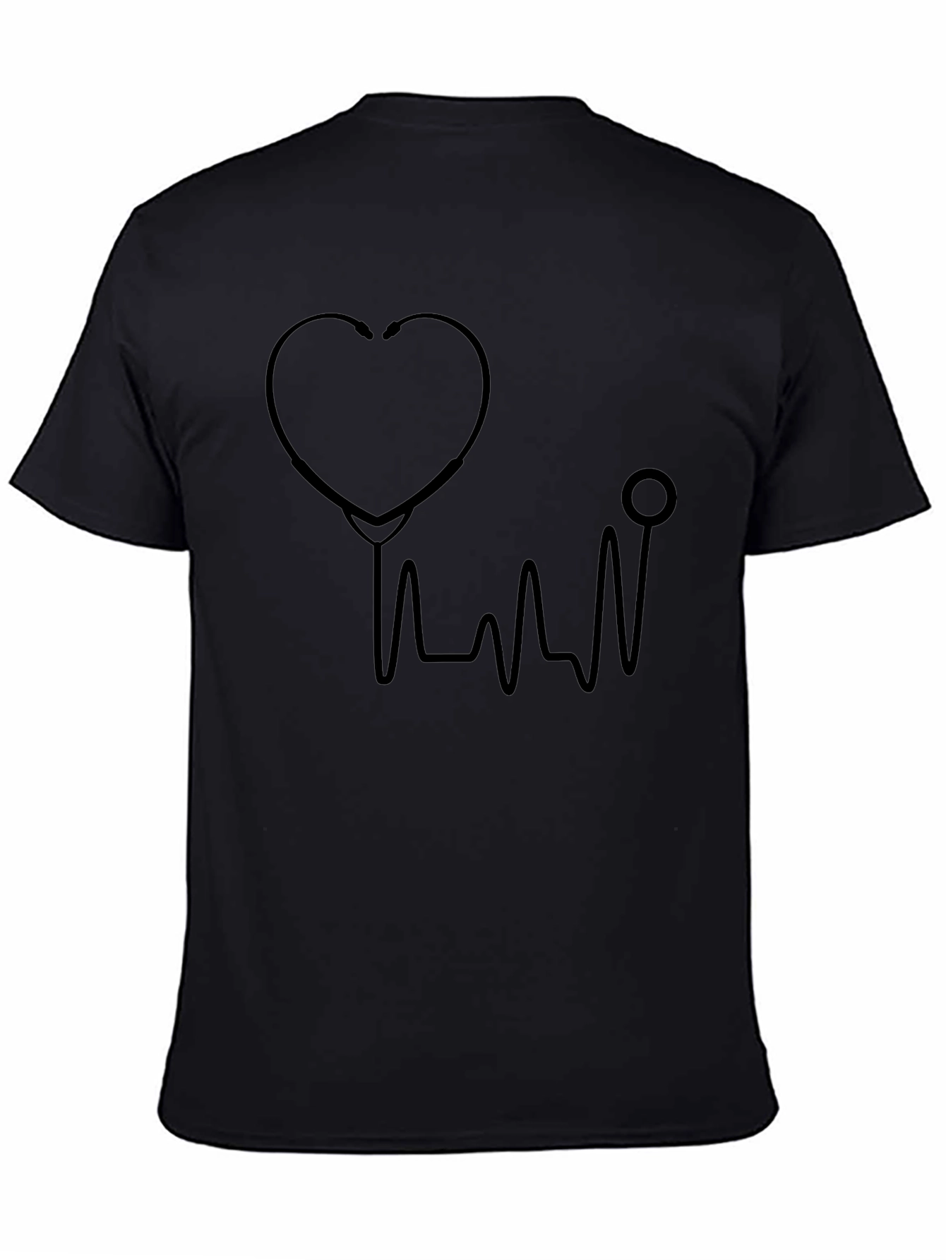 Heartbeat Stethoscope Graphic Tee - Black