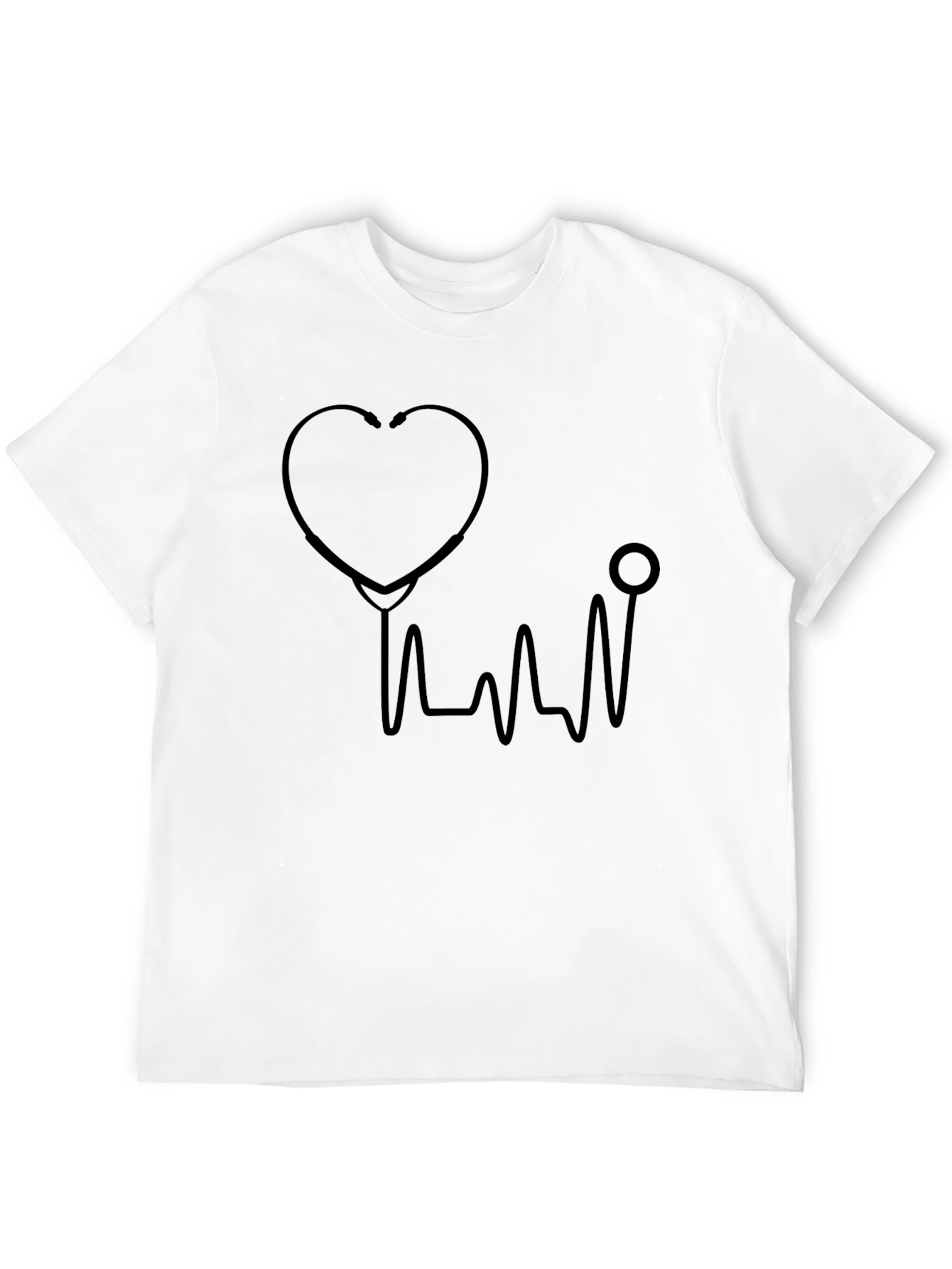 Heartbeat Stethoscope Graphic Tee - Black