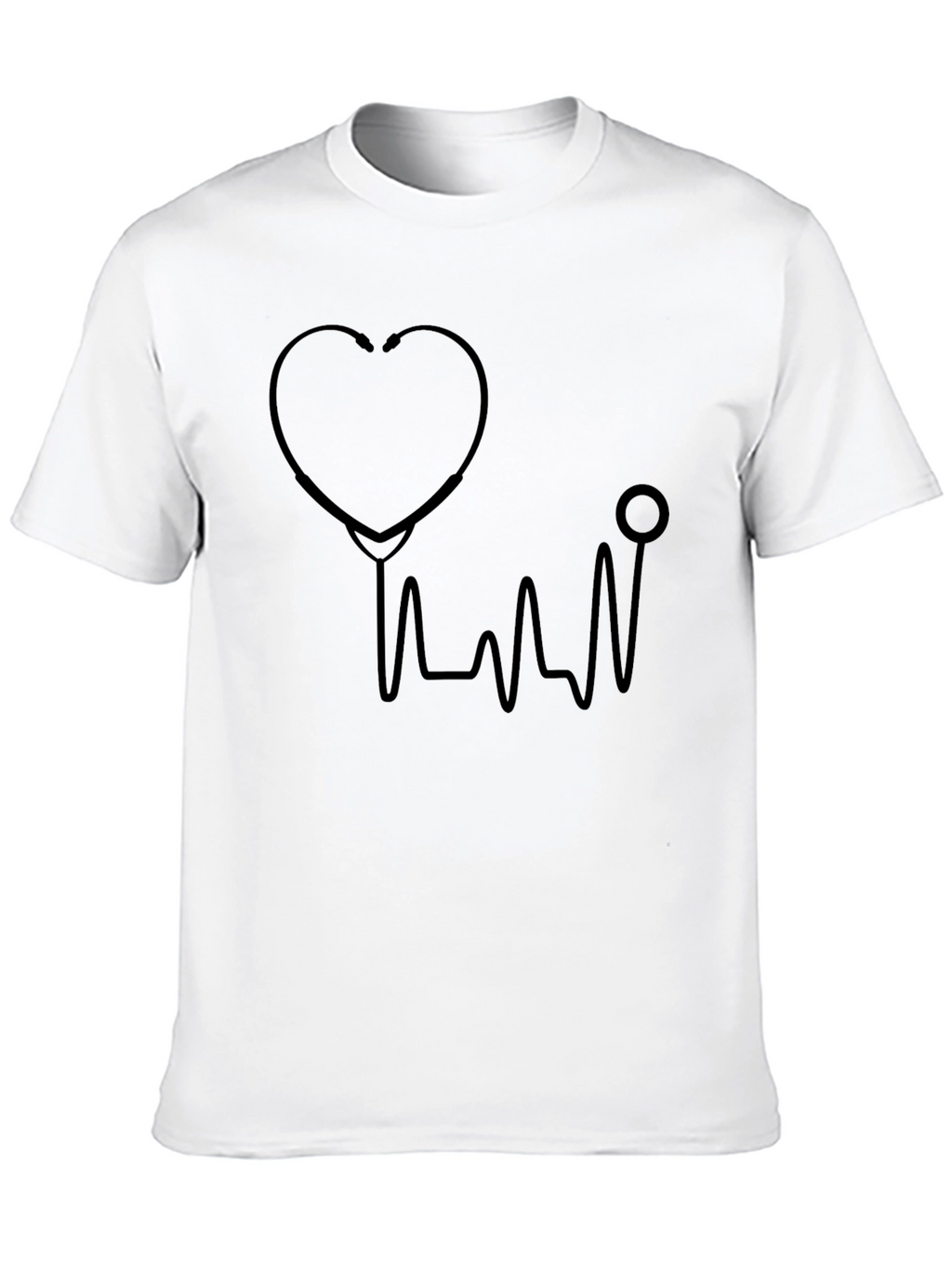 Heartbeat Stethoscope Graphic Tee - Black