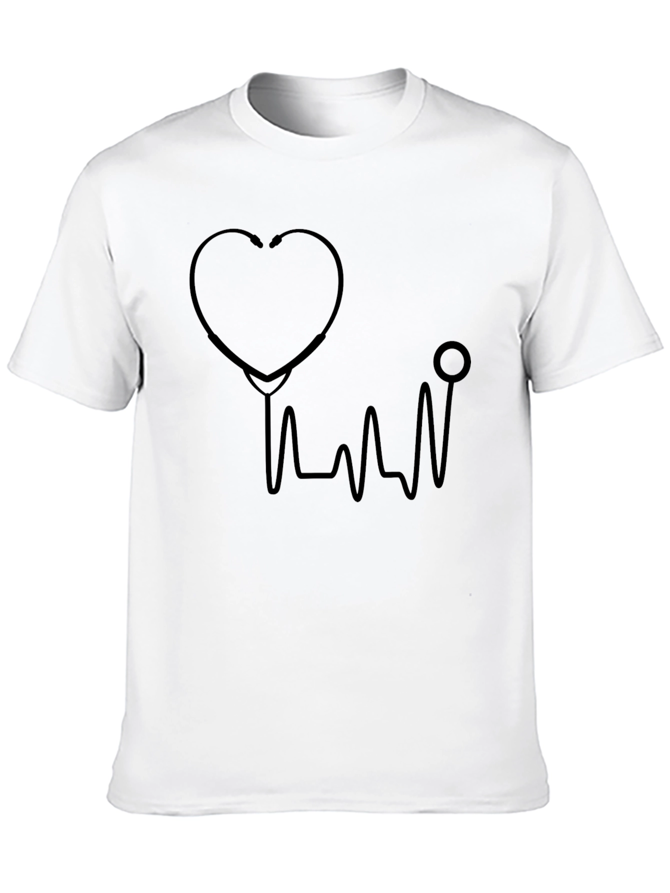 Heartbeat Stethoscope Graphic Tee - Black