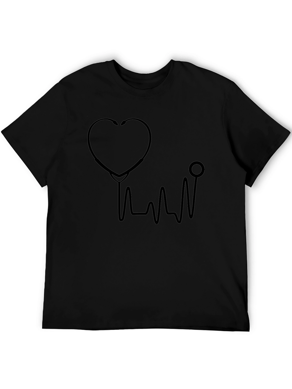 Heartbeat Stethoscope Graphic Tee - Black