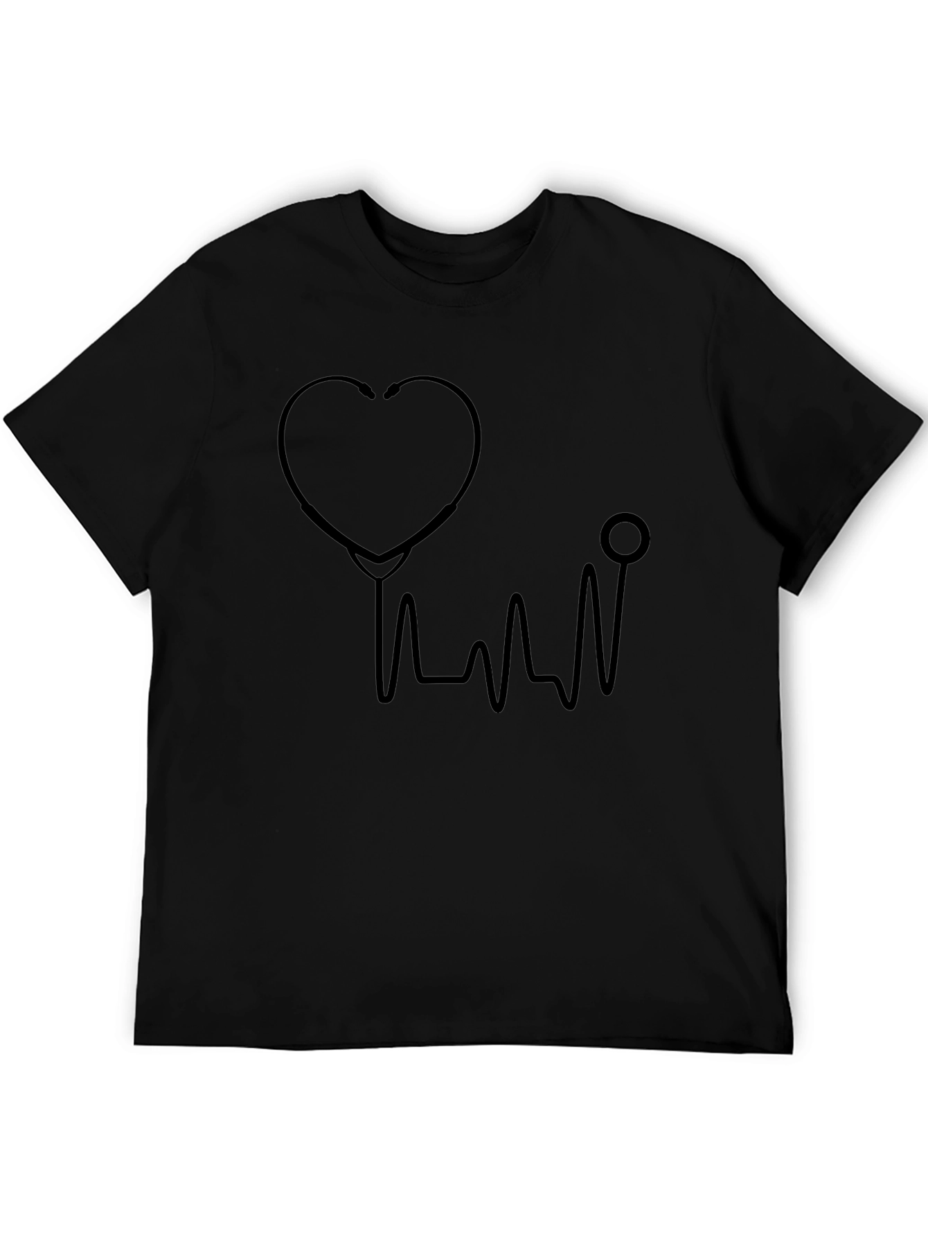 Heartbeat Stethoscope Graphic Tee - Black