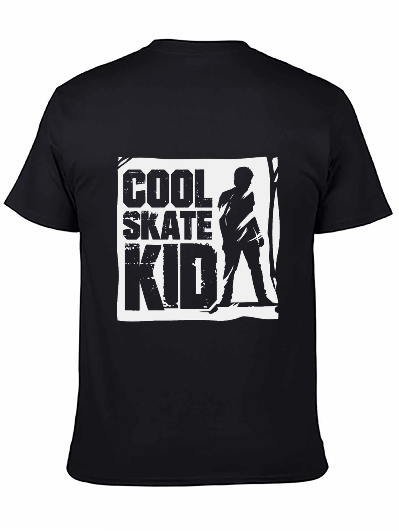 Cool Skate Kid Graphic Black T-Shirt