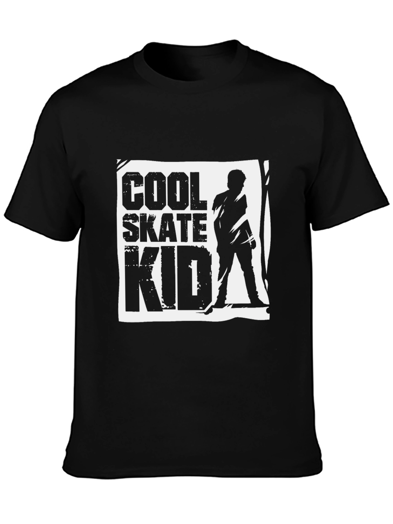 Cool Skate Kid Graphic Black T-Shirt