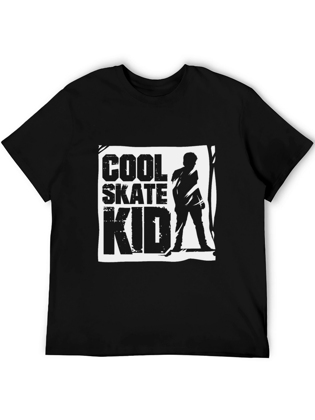 Cool Skate Kid Graphic Black T-Shirt