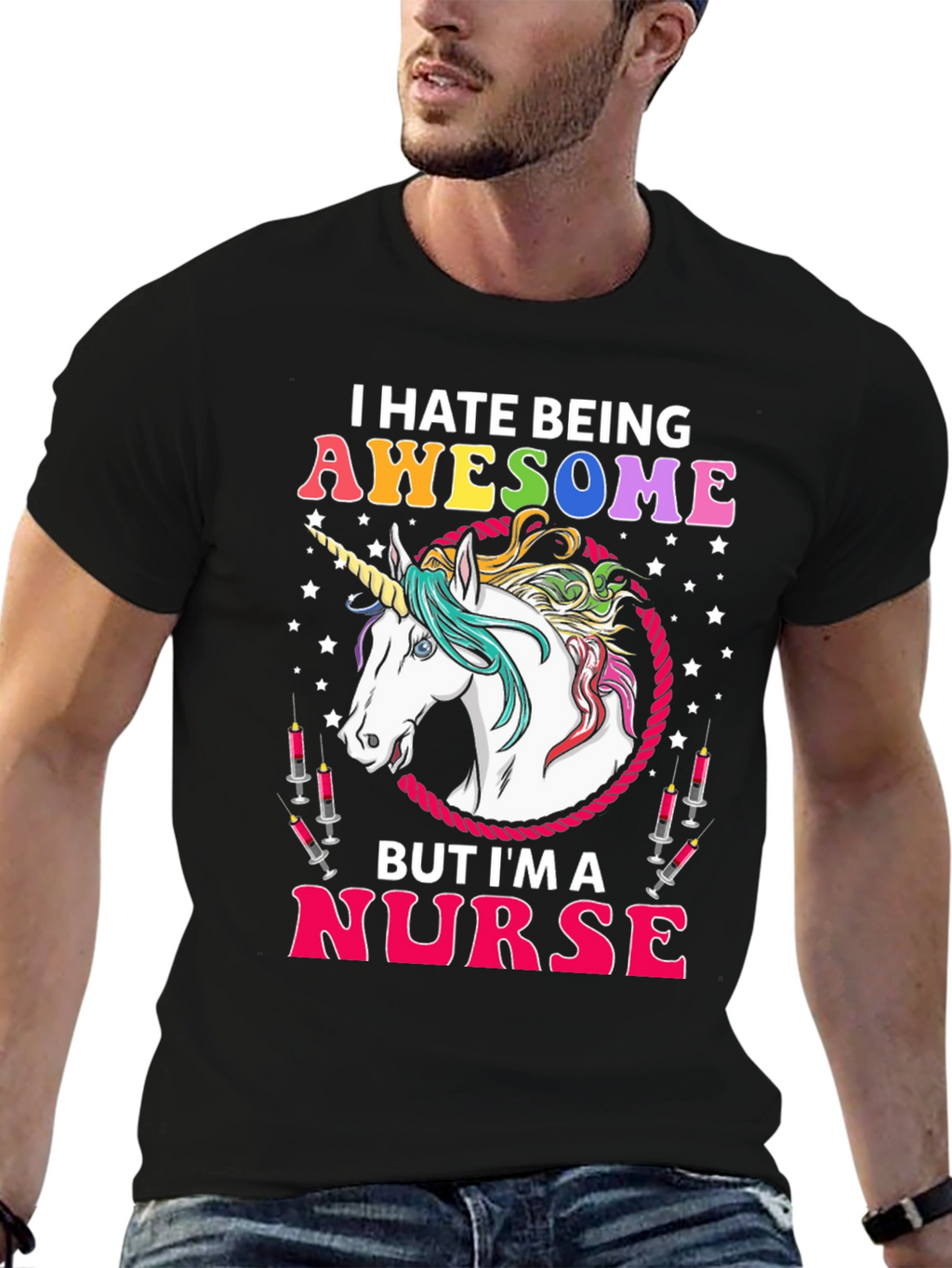Awesome Nurse Unicorn Graphic T-Shirt