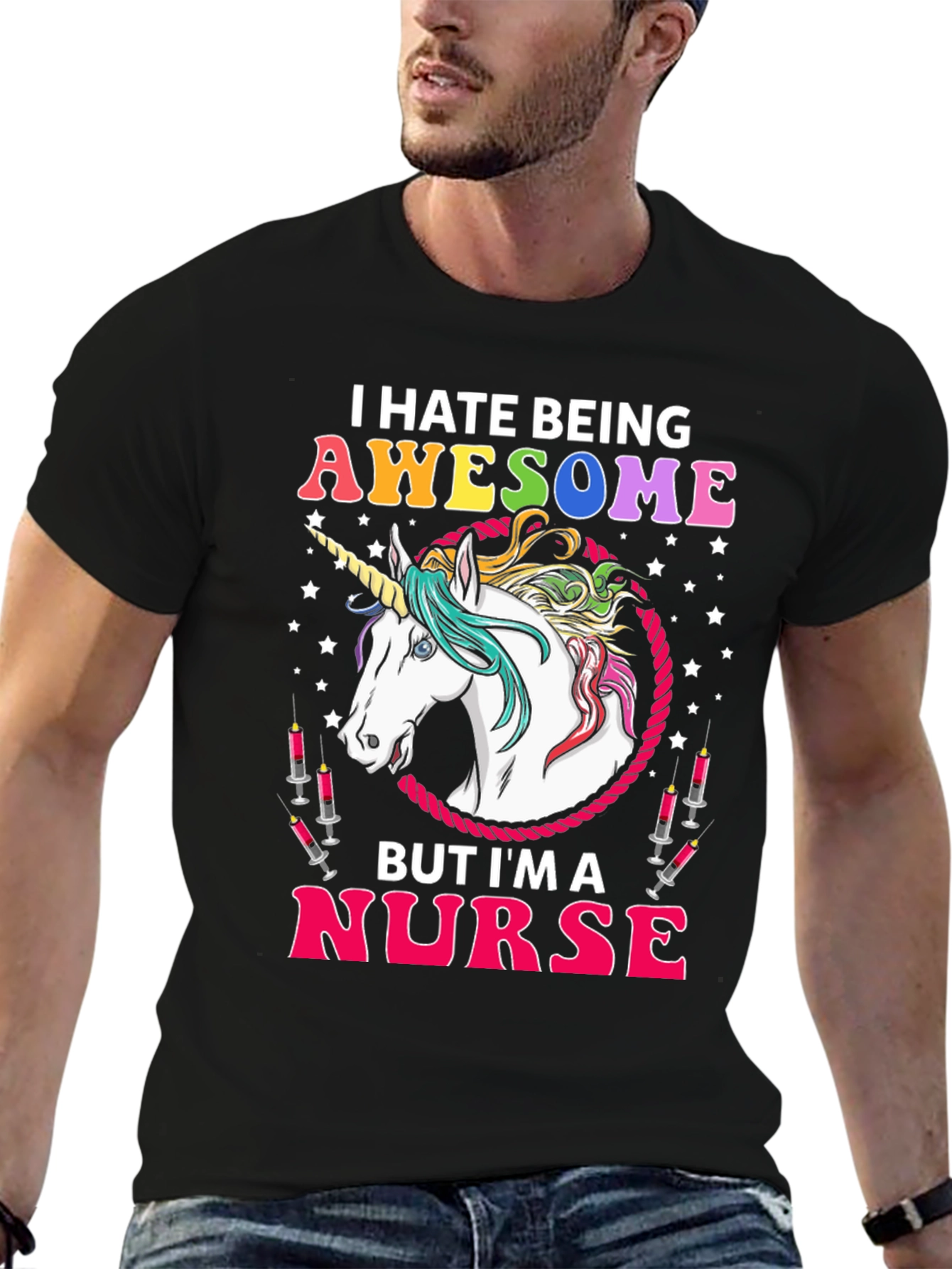 Awesome Nurse Unicorn Graphic T-Shirt