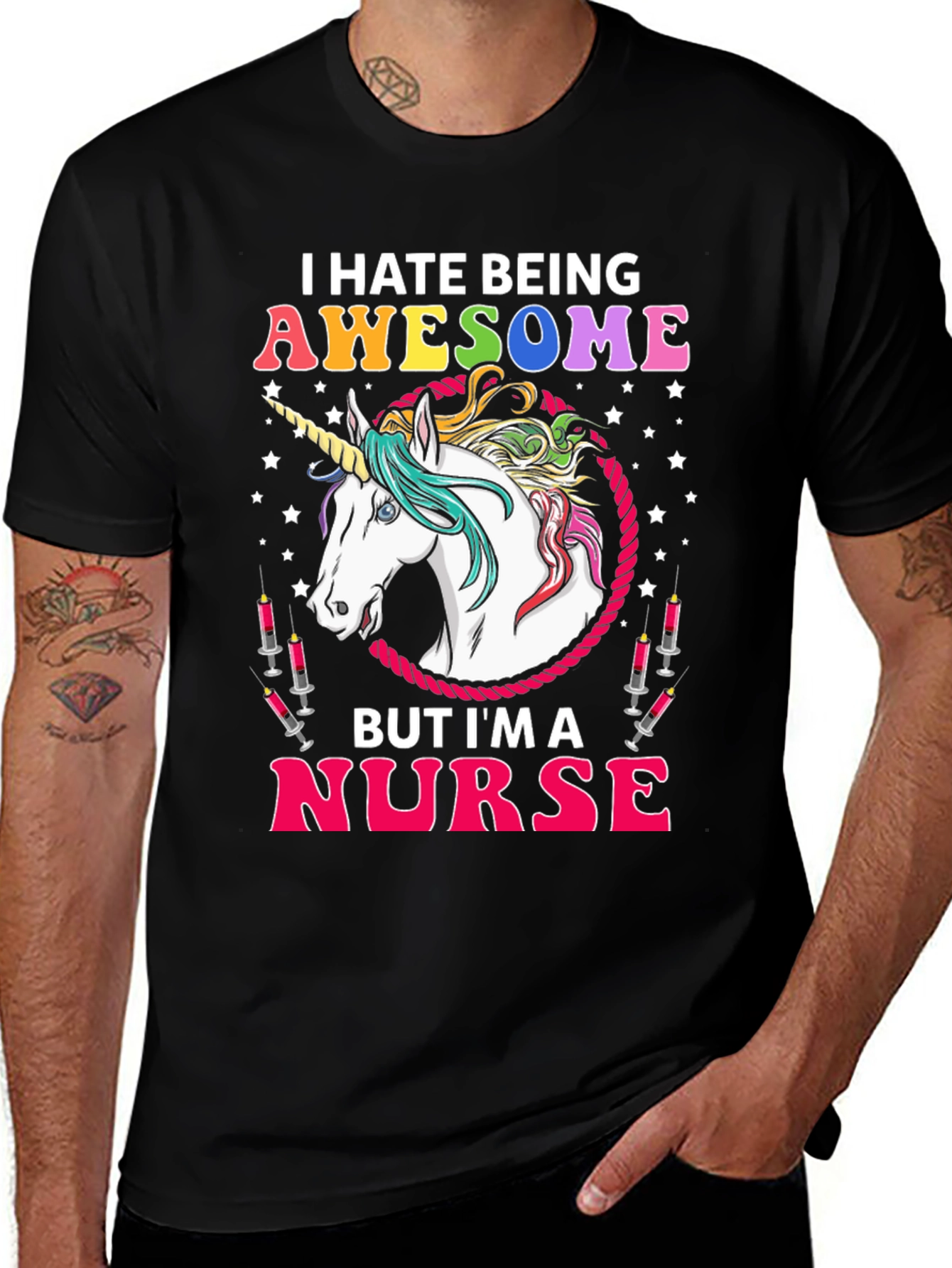 Awesome Nurse Unicorn Graphic T-Shirt