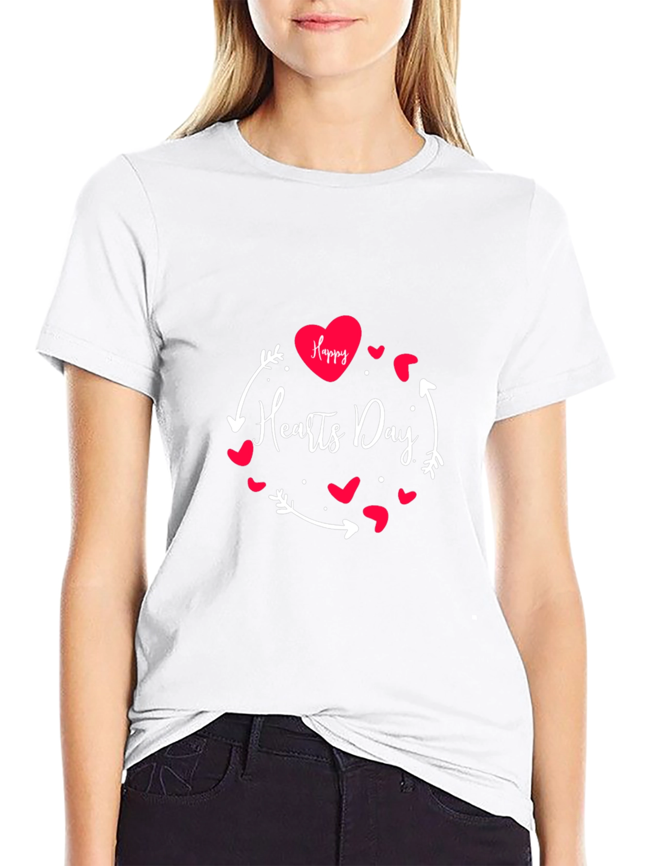 Happy Hearts Day Graphic Tee - Black
