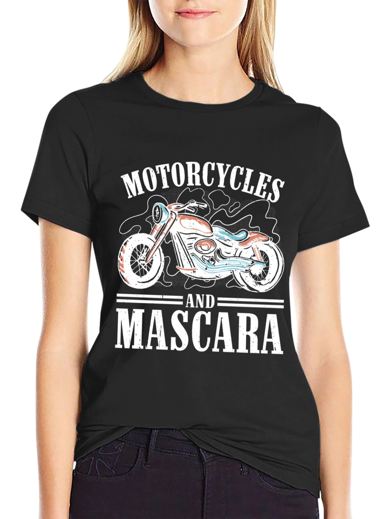 Motorcycles & Mascara Graphic Tee - Biker Girl Style