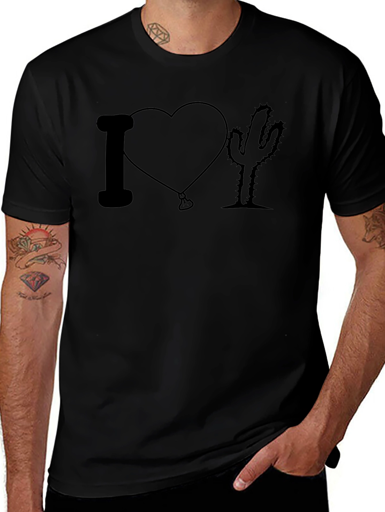 I Heart Cactus T-Shirt - Unisex Black Tee