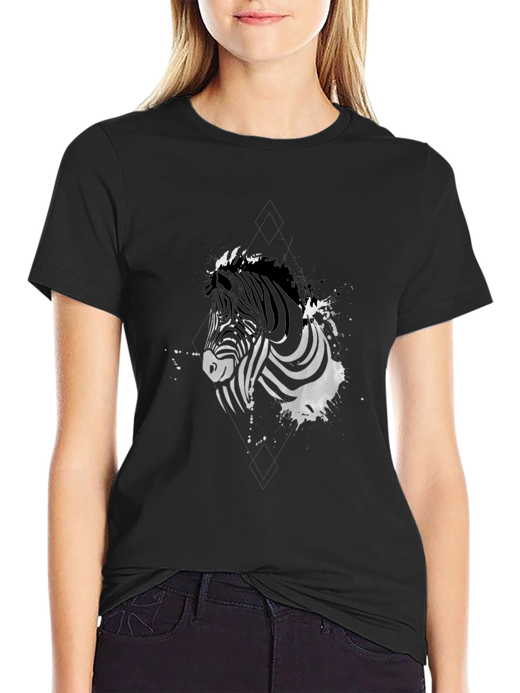 Zebra Graphic Print Black T-Shirt