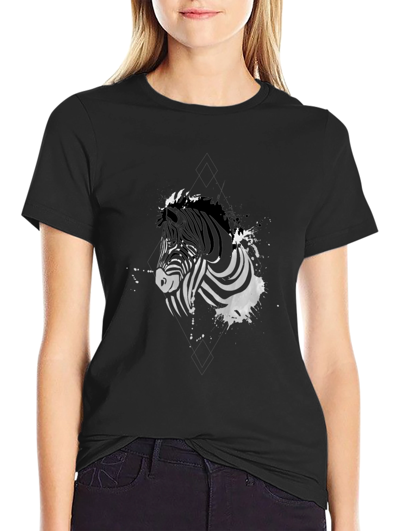 Zebra Graphic Print Black T-Shirt