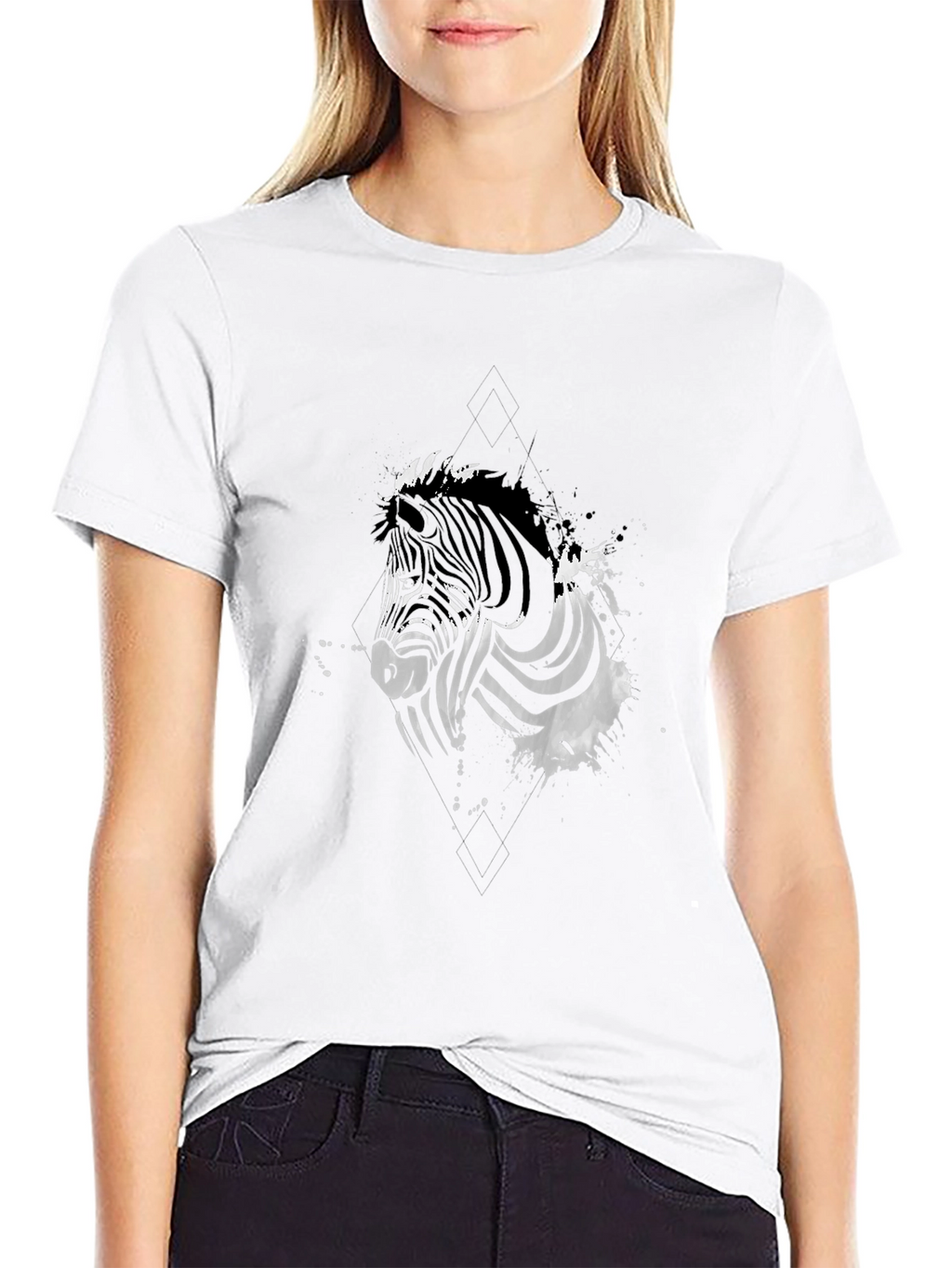 Zebra Graphic Print Black T-Shirt