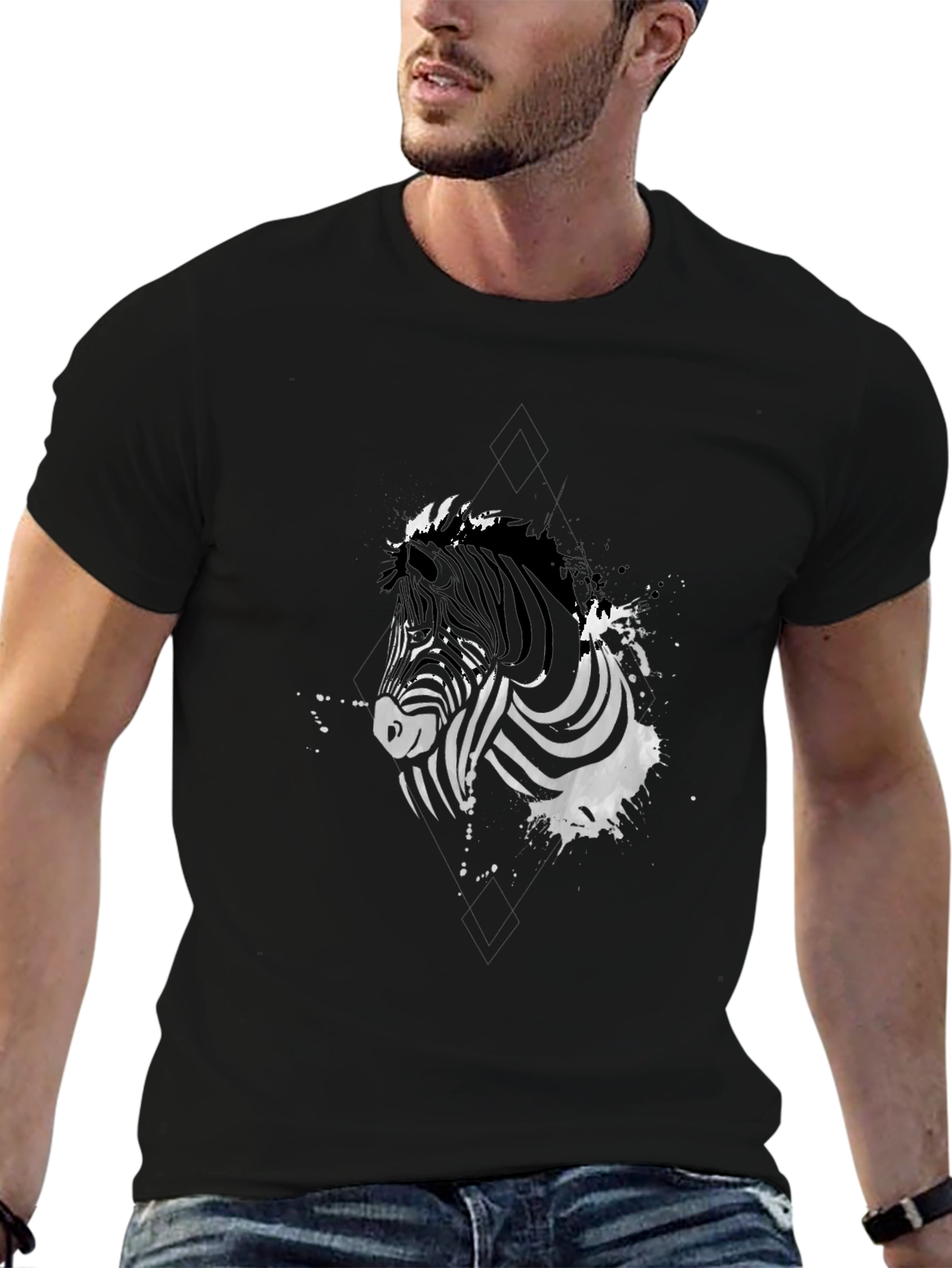 Zebra Graphic Print Black T-Shirt