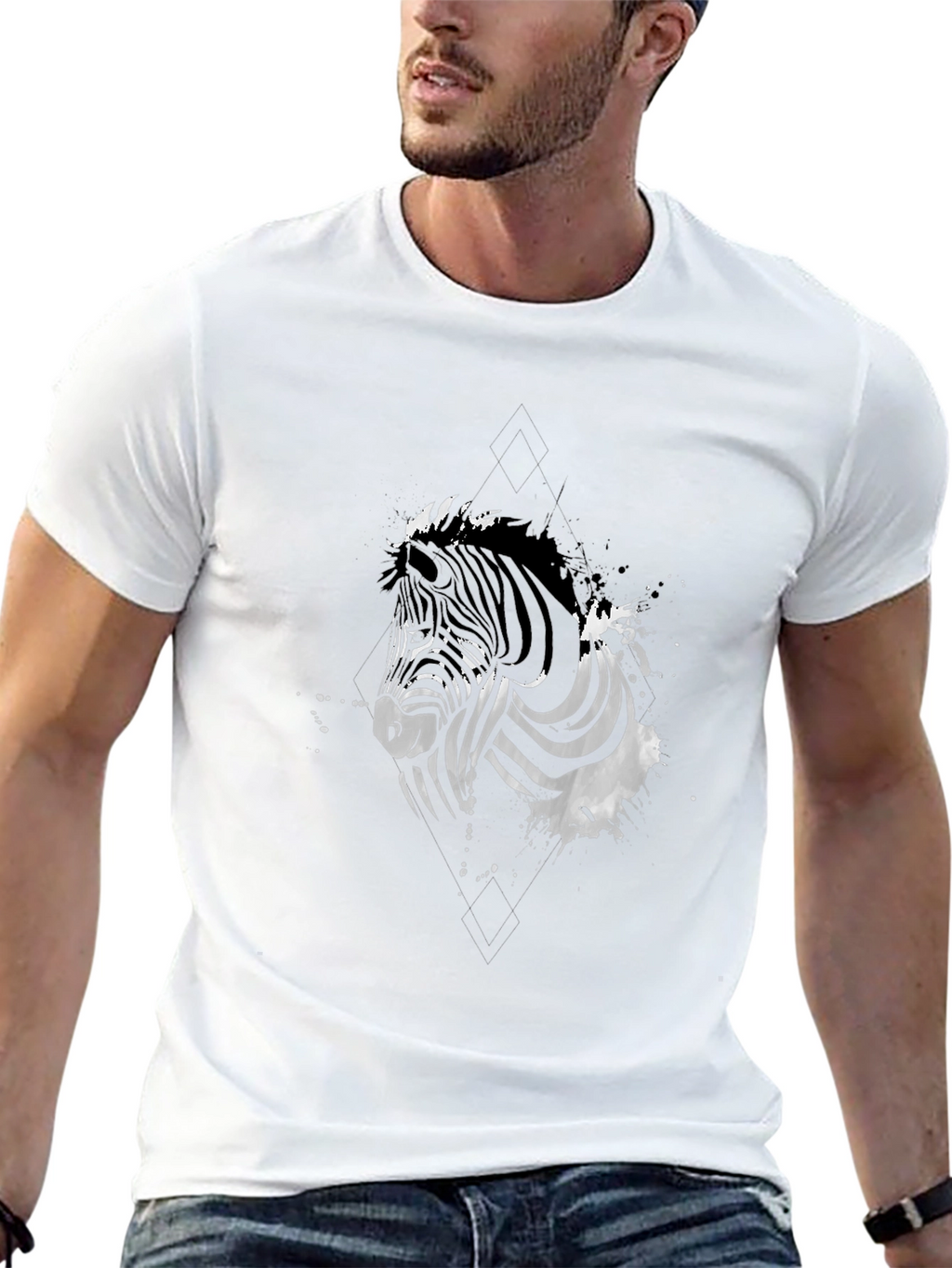 Zebra Graphic Print Black T-Shirt