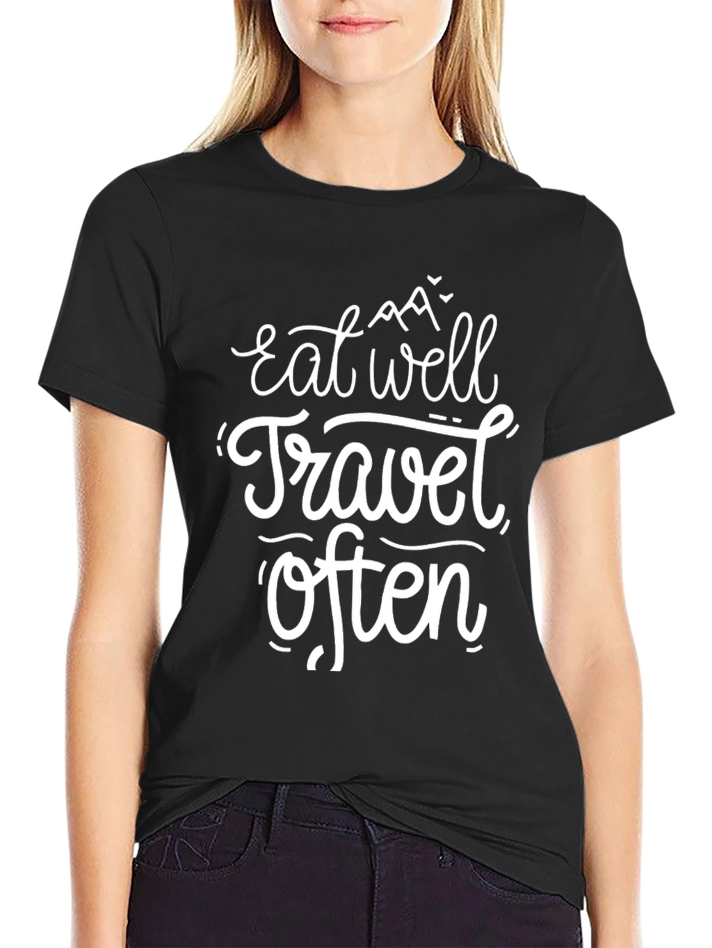 Eat Well Travel Often Black T-Shirt