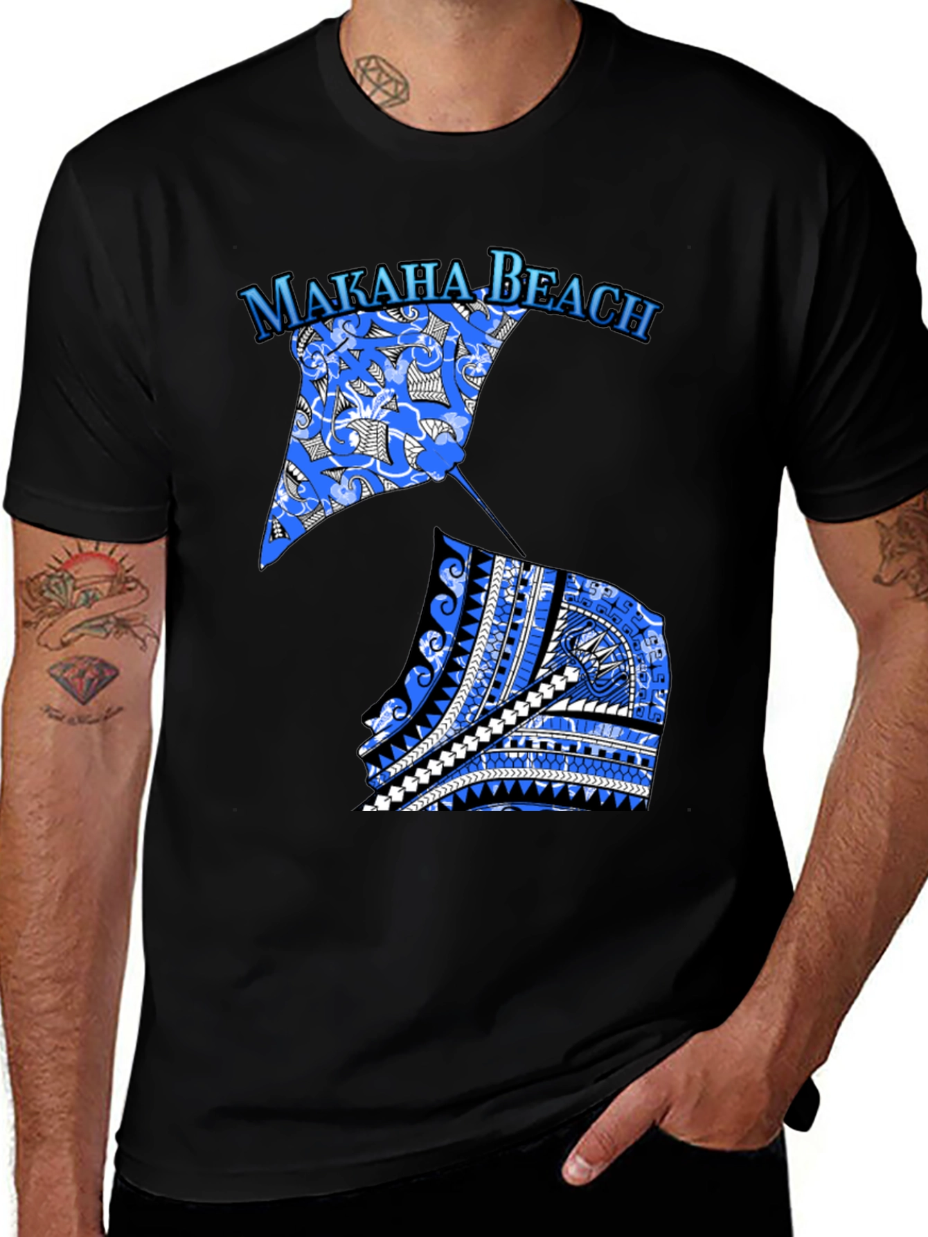 Makaha Beach Stingray T-Shirt - Black