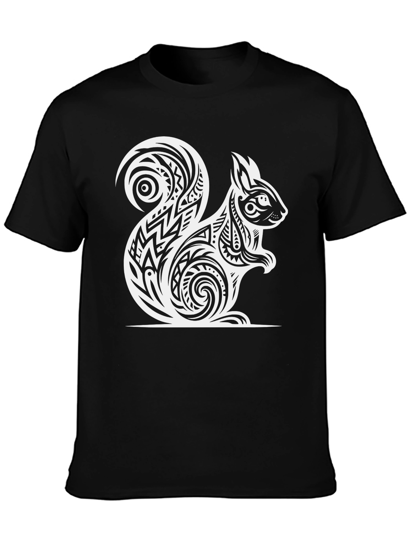 Tribal Squirrel Graphic Tee - Black