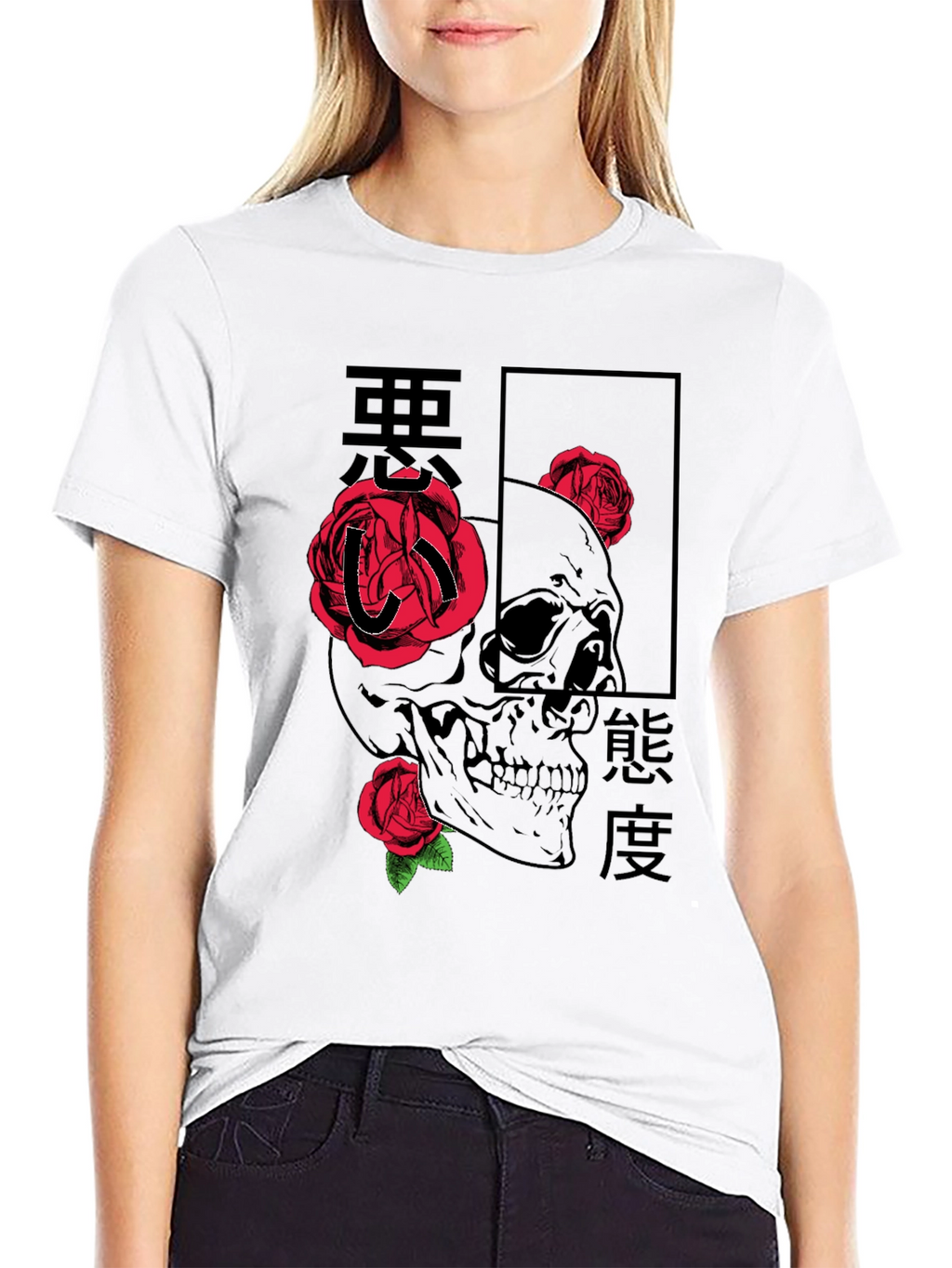 Skull & Roses Graphic Tee - Edgy Style