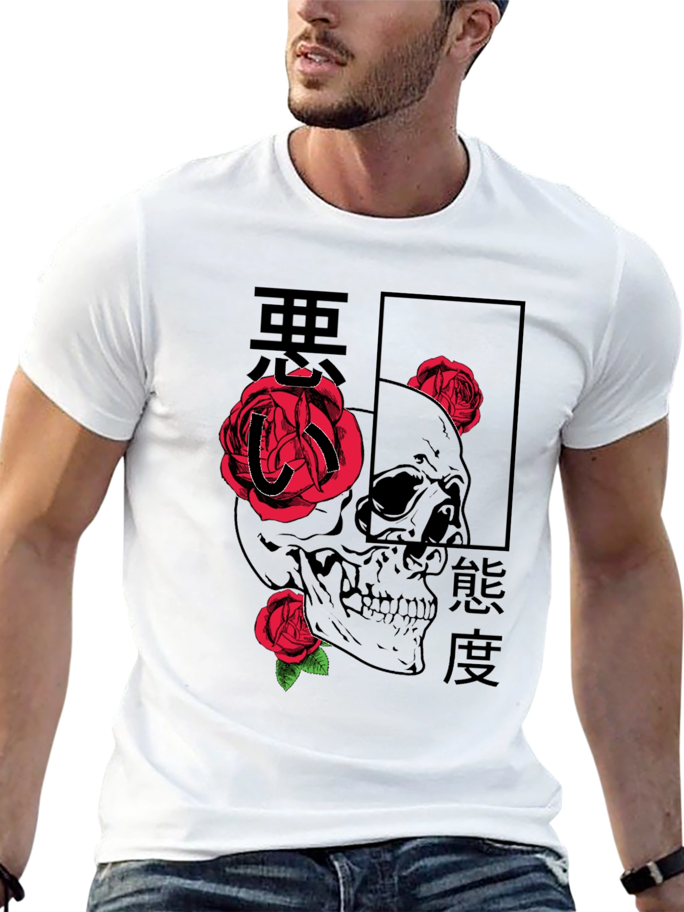 Skull & Roses Graphic Tee - Edgy Style