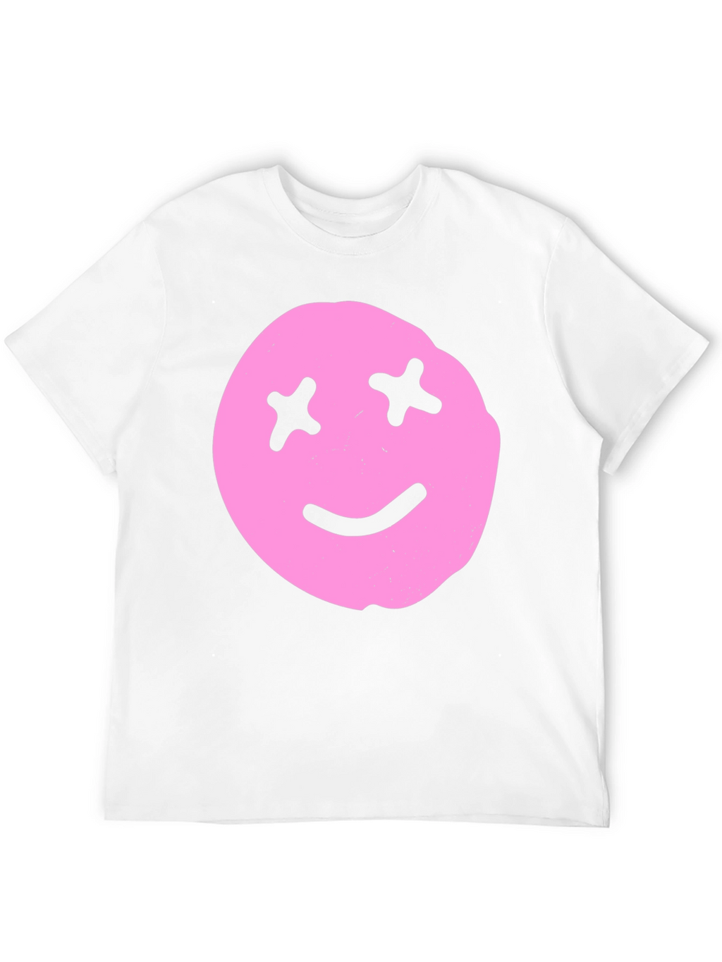 Pink Smiley Face Graphic Tee - Black Cotton Blend