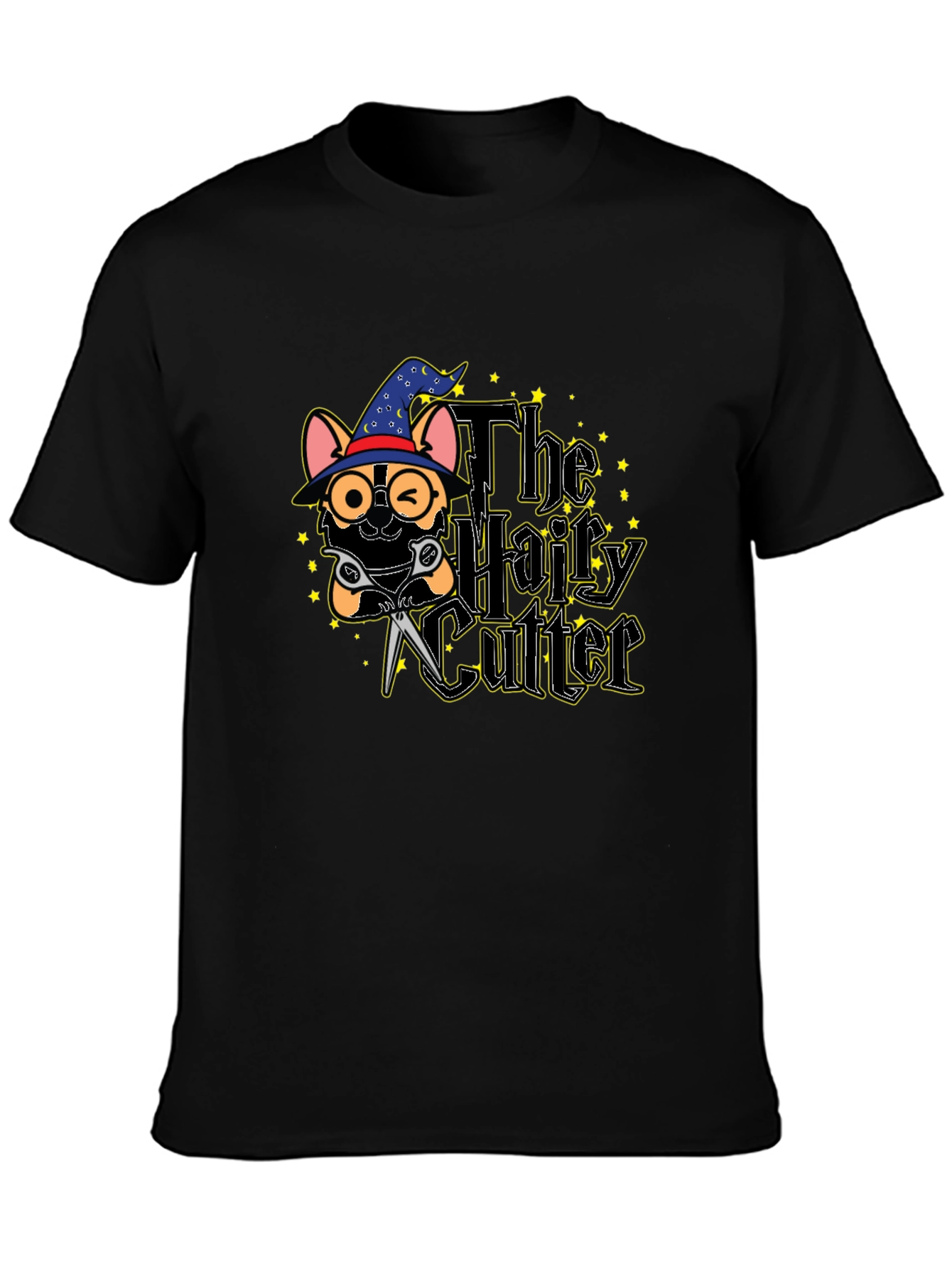 The Hairy Cutter T-Shirt: Wizard Dog Barber Tee